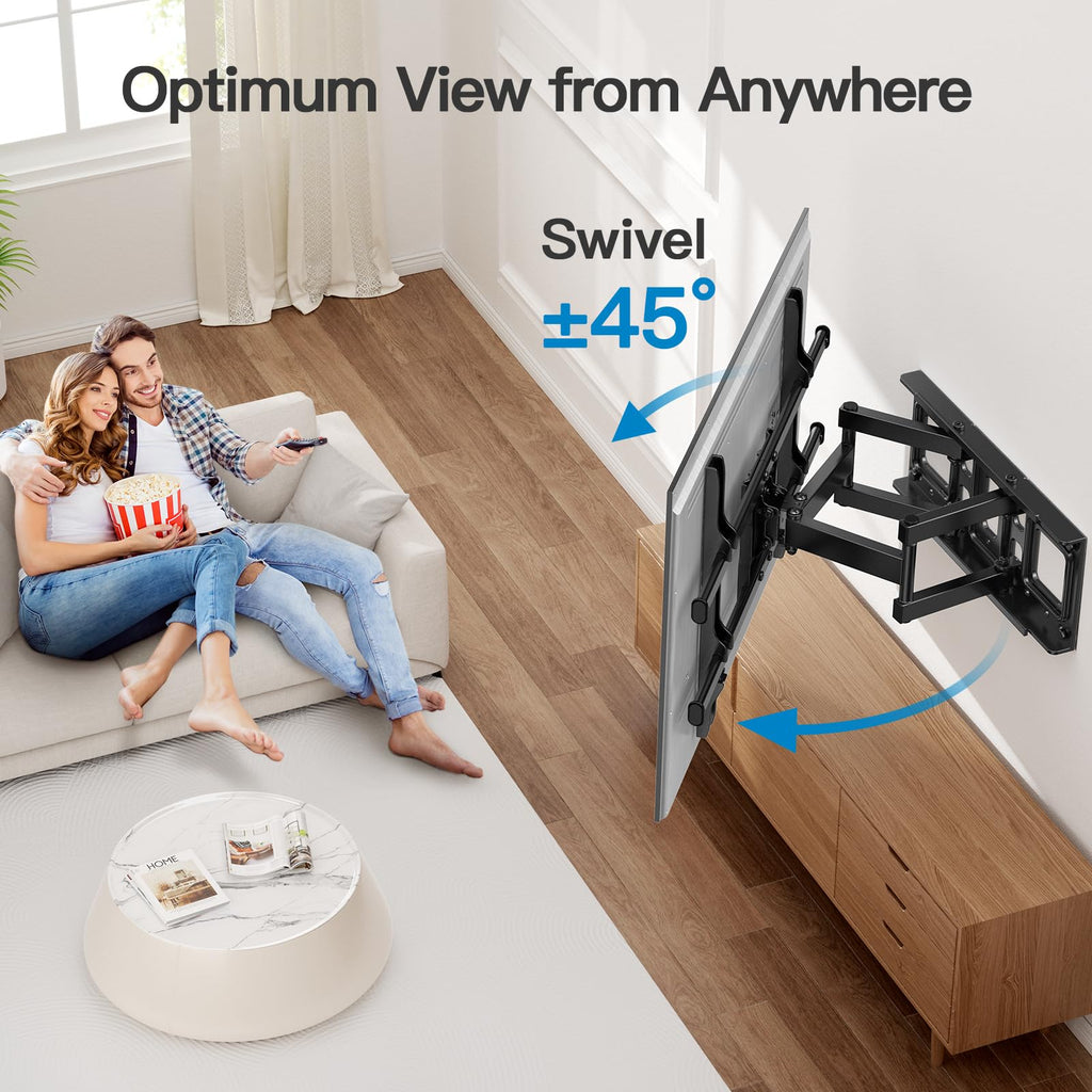 Pipishell TV Wall Mount for 26-74 inch LED LCD OLED 4K TVs up to 99lbs, Full Motion TV Mount Bracket Articulating Swivel Extension Tilting Leveling Max VESA 400x400mm, Fits 12/16 Inch Wood Studs