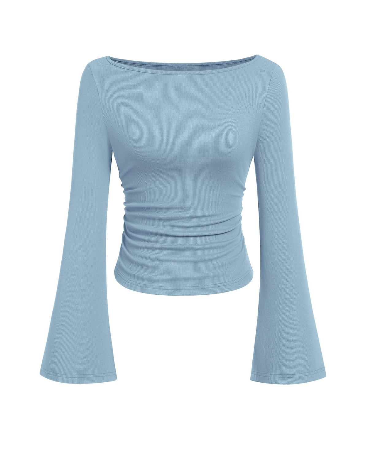 PRETTYGARDEN Womens Bell Long Sleeve Ribbed Knit Tops
