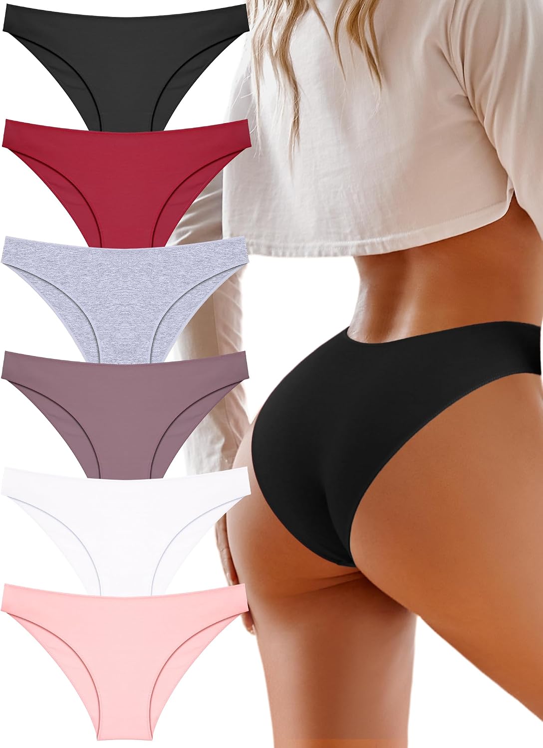 Cotton Underwear Women Sexy Cheeky Bikini Panties Lingerie Outfits 6 pack
