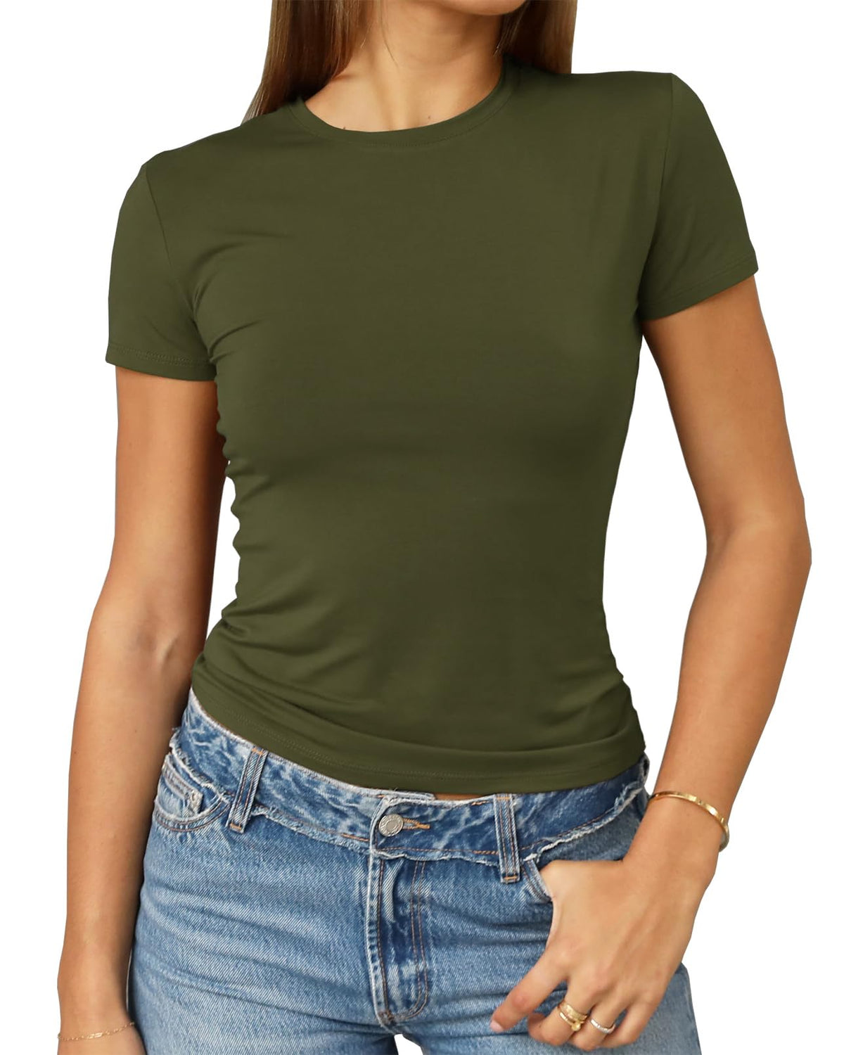 Abardsion Women's Casual Basic Slim Fit T Shirts