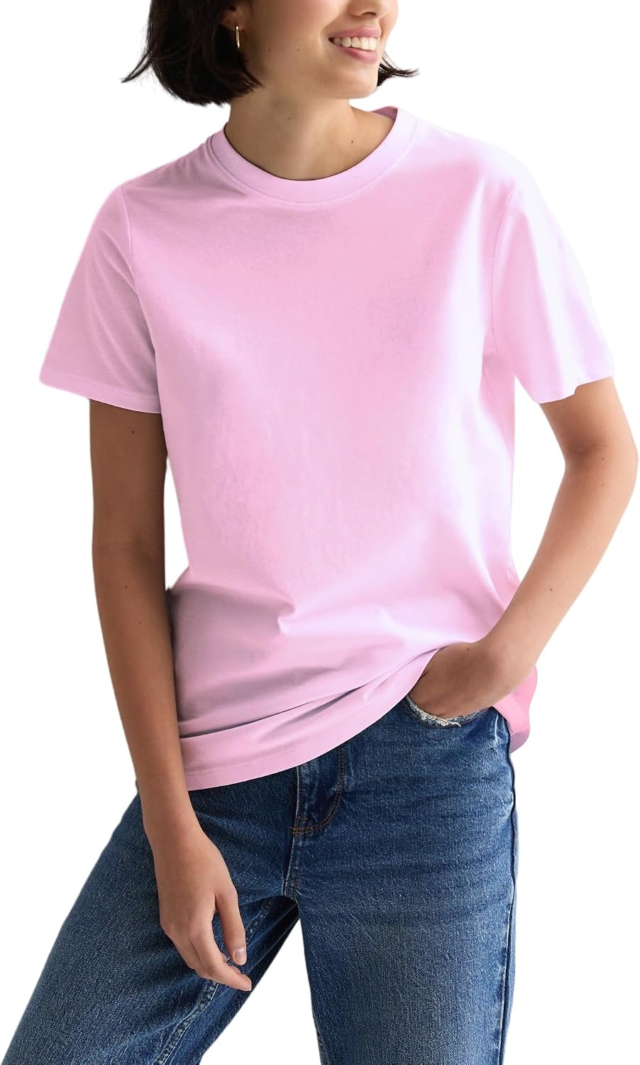 BJY Cotton Basic T Shirts for Women,Crew Neck Short Sleeve Summer Shirts(2XS-3XL, 20+ Color)