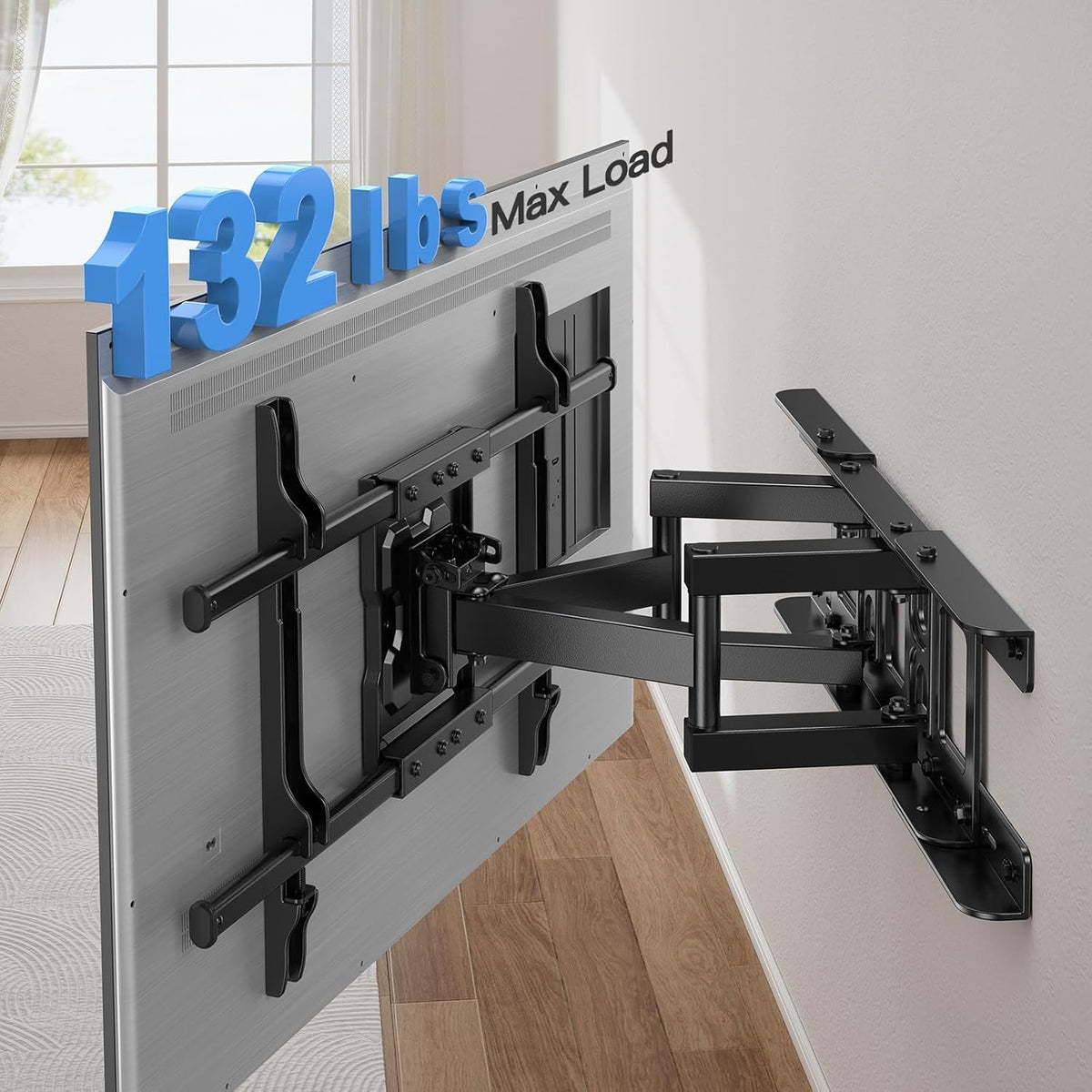 Pipishell TV Wall Mount for 26-74 inch LED LCD OLED 4K TVs up to 99lbs, Full Motion TV Mount Bracket Articulating Swivel Extension Tilting Leveling Max VESA 400x400mm, Fits 12/16 Inch Wood Studs