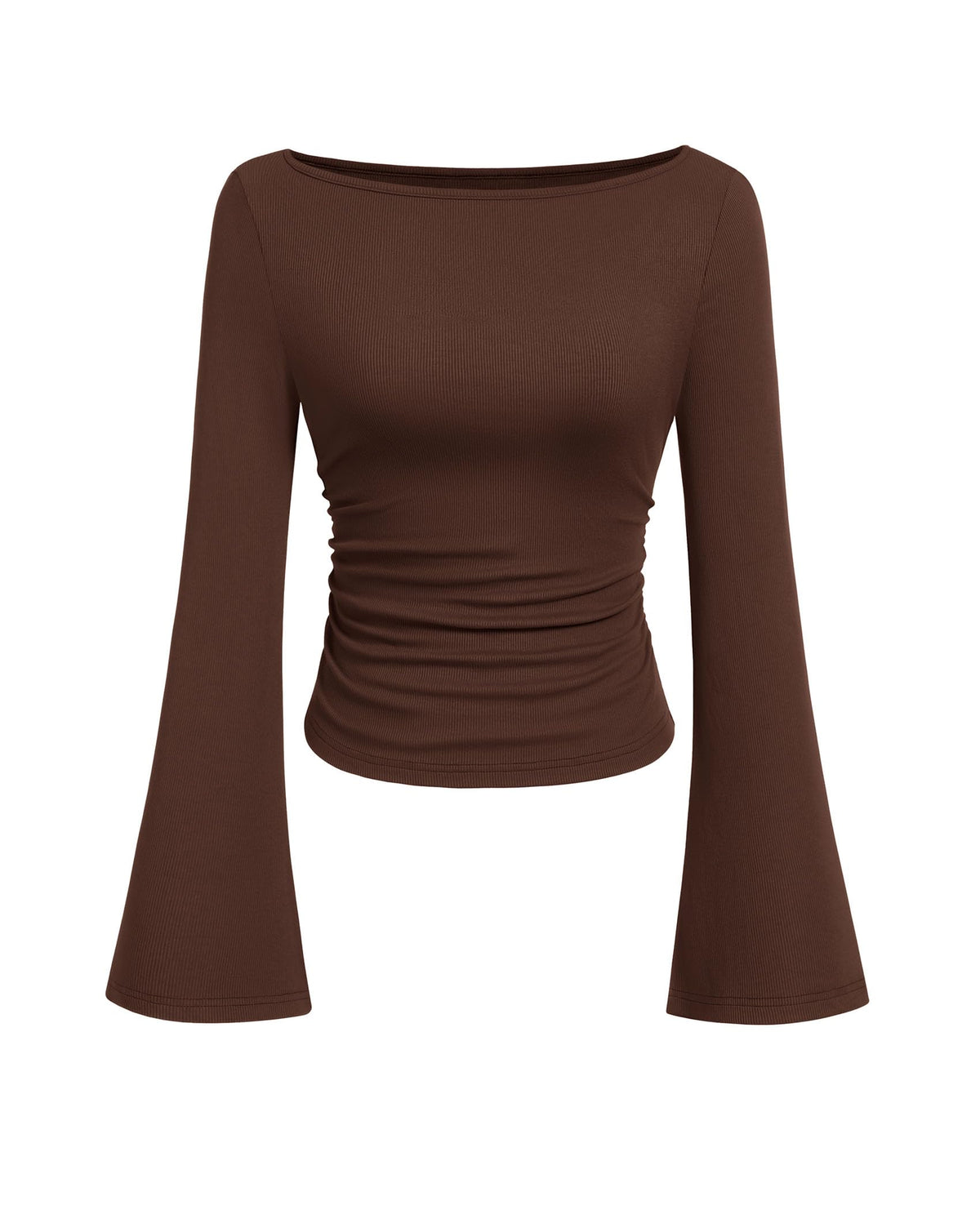 PRETTYGARDEN Womens Bell Long Sleeve Ribbed Knit Tops