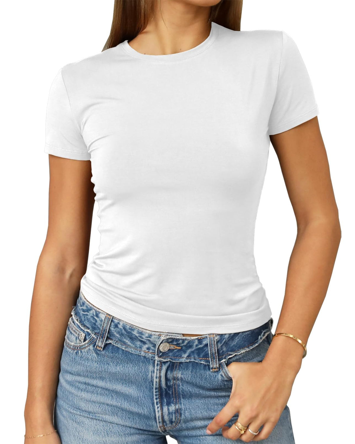 Abardsion Women's Casual Basic Slim Fit T Shirts