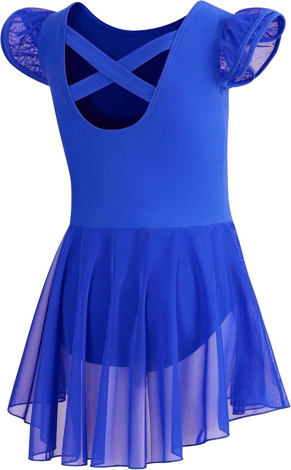 DIPUG Ballet Leotards for Girls Ballet Leotard with Skirt Toddler Dance Leotards Flutter Sleeve and Criss-Cross Back