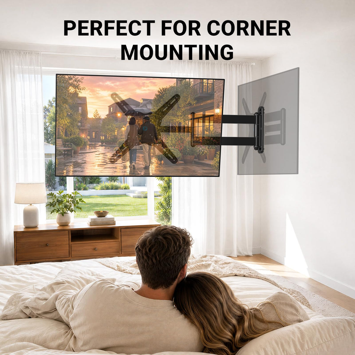 Pipishell TV Wall Mount for 26-74 inch LED LCD OLED 4K TVs up to 99lbs, Full Motion TV Mount Bracket Articulating Swivel Extension Tilting Leveling Max VESA 400x400mm, Fits 12/16 Inch Wood Studs