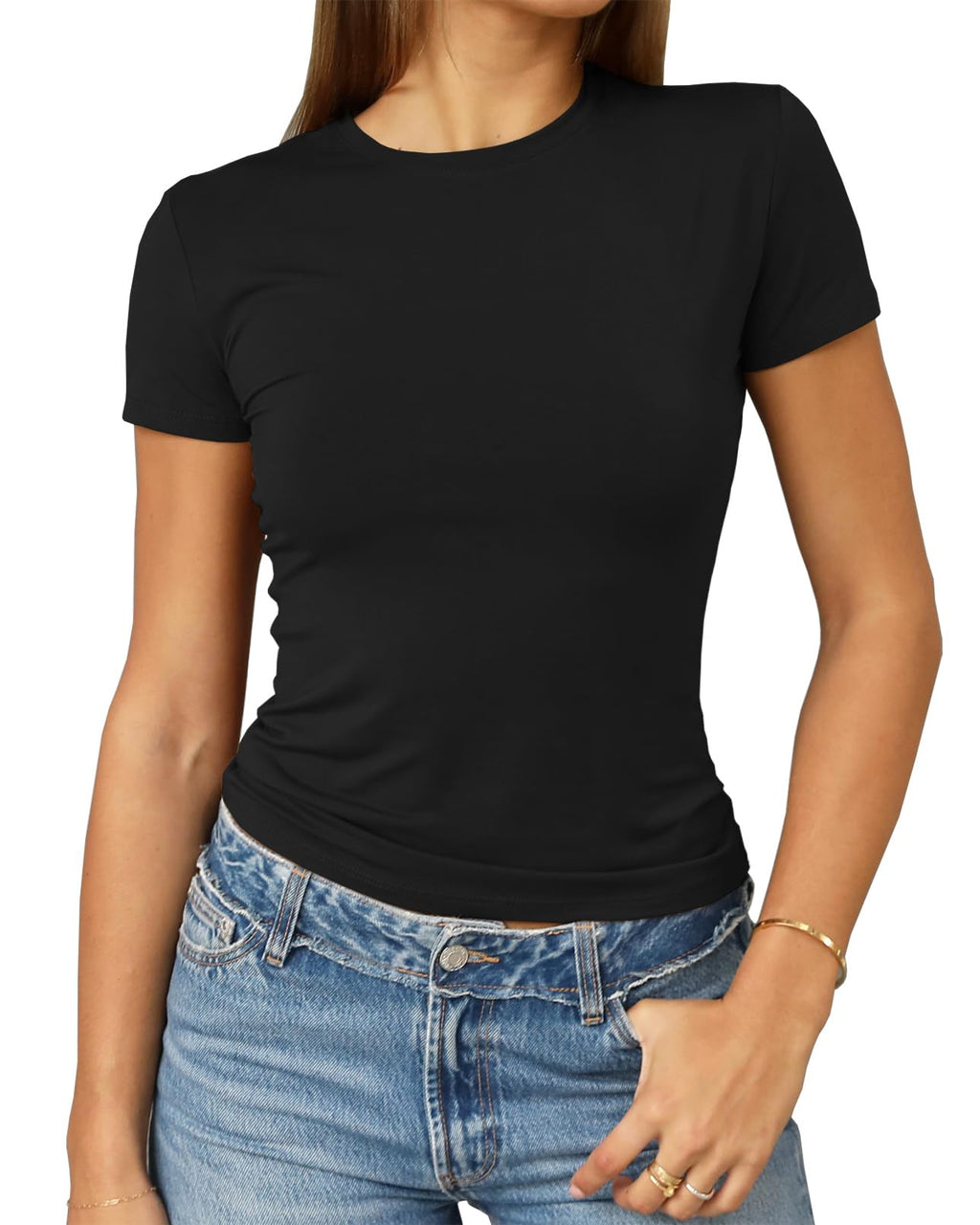 Abardsion Women's Casual Basic Slim Fit T Shirts