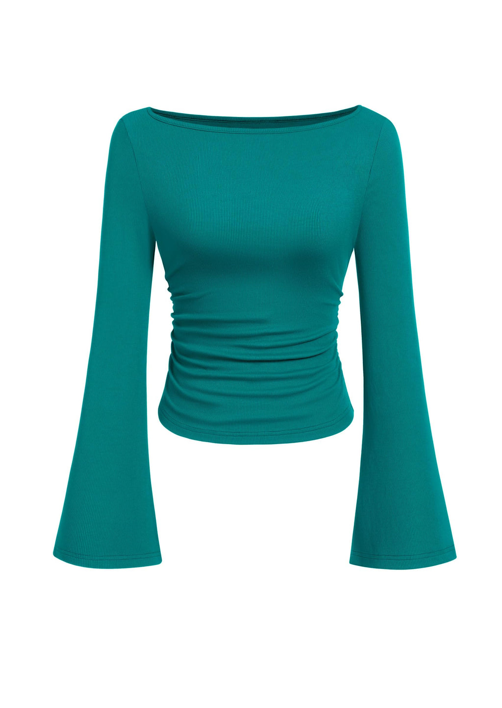 PRETTYGARDEN Womens Bell Long Sleeve Ribbed Knit Tops