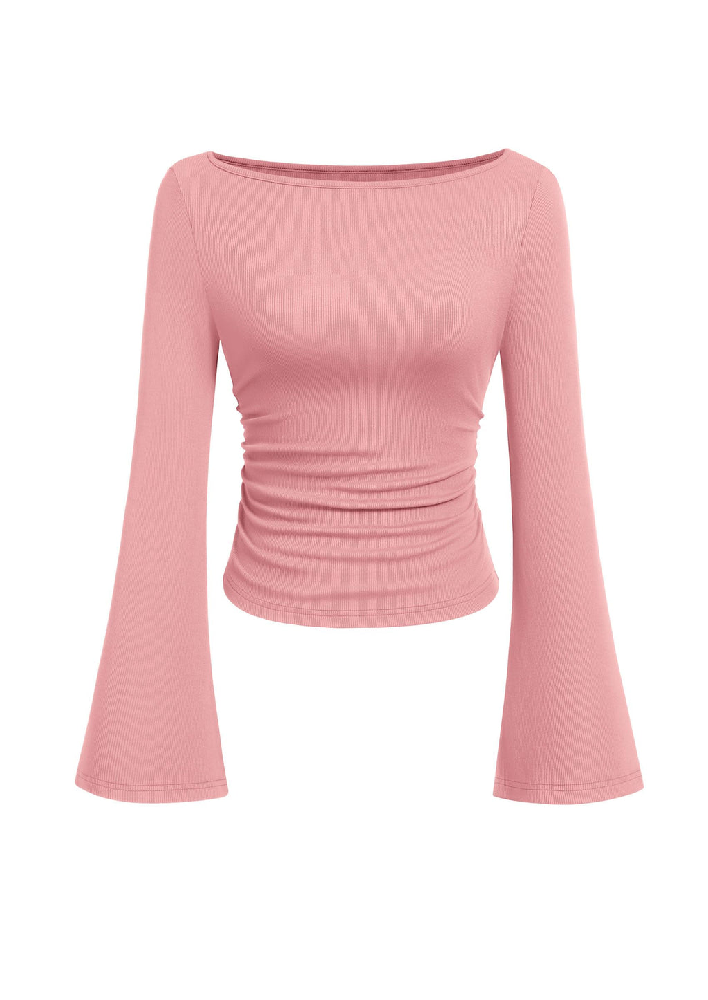 PRETTYGARDEN Womens Bell Long Sleeve Ribbed Knit Tops