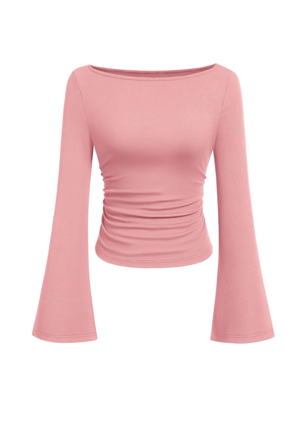 PRETTYGARDEN Womens Bell Long Sleeve Ribbed Knit Tops
