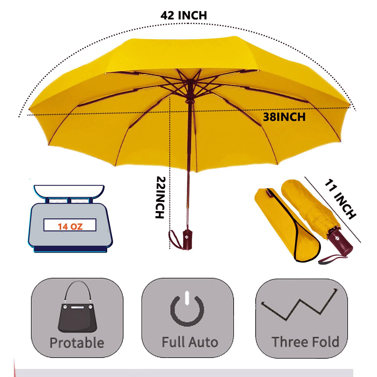 SIEPASA Windproof Travel Umbrella - Automatic Compact Folding Umbrella for Rain, Small Portable Windproof Umbrellas for Men Women and Teenagers (Navy Blue)
