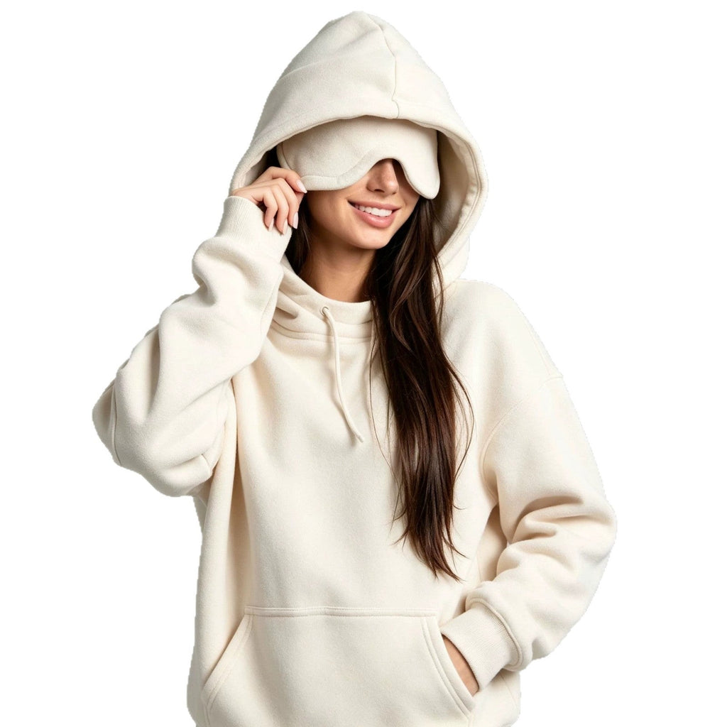 Women's Hooded Unisex Set With Eye Mask And Fleece Lining