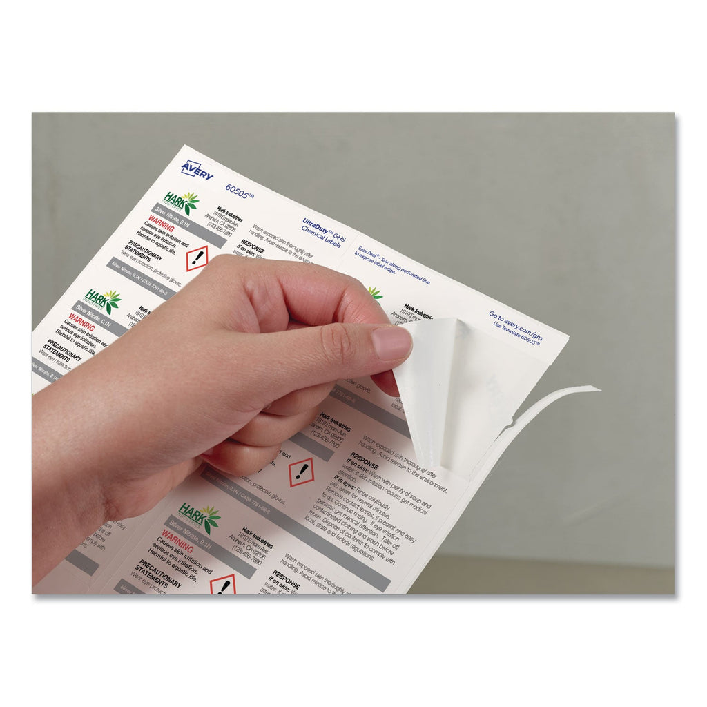 Avery UltraDuty GHS Chemical Waterproof and UV Resistant Labels, 2 x 4, White, 10/Sheet, 50 Sheets/Pack