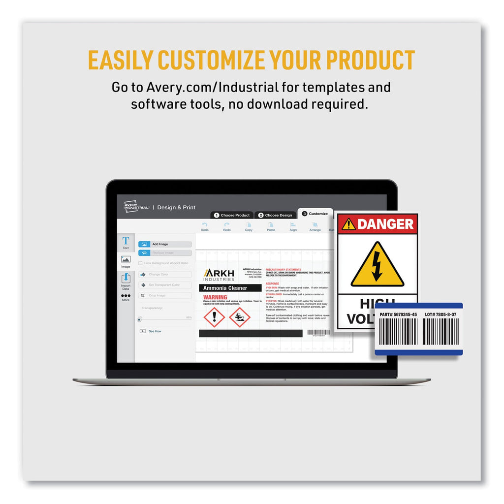 Avery UltraDuty GHS Chemical Waterproof and UV Resistant Labels, 8.5 x 11, White, 50/Box