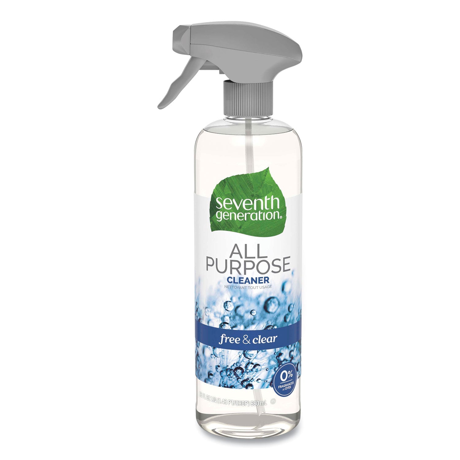 Seventh Generation Natural All-Purpose Cleaner, Free and Clear/Unscented, 23 oz Trigger Spray Bottle, 8/Carton