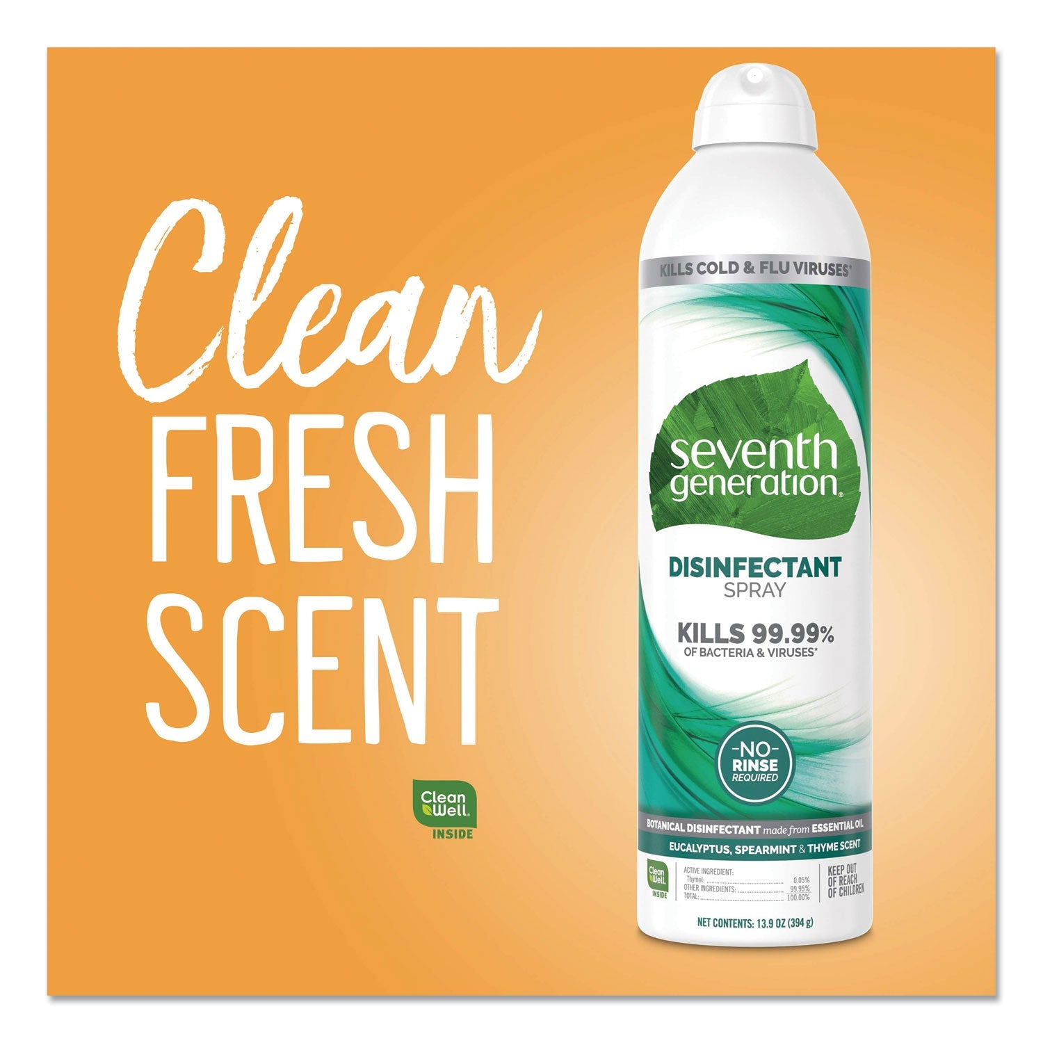 Seventh Generation Disinfectant Sprays, Eucalyptus/Spearmint/Thyme, 13.9 oz, Spray Bottle