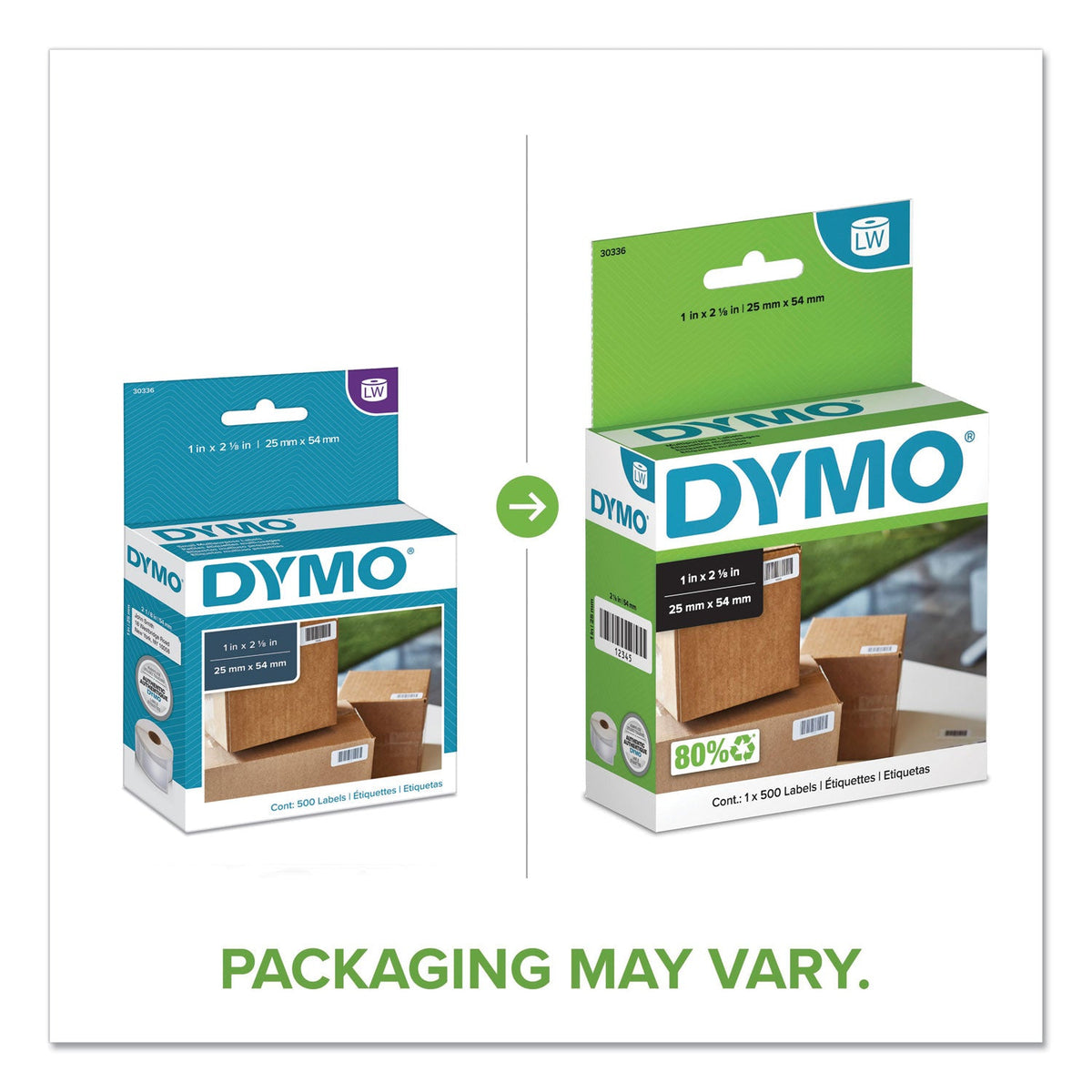 DYMO LabelWriter Multipurpose Labels, 1" x 2.12", White, 500 Labels/Roll