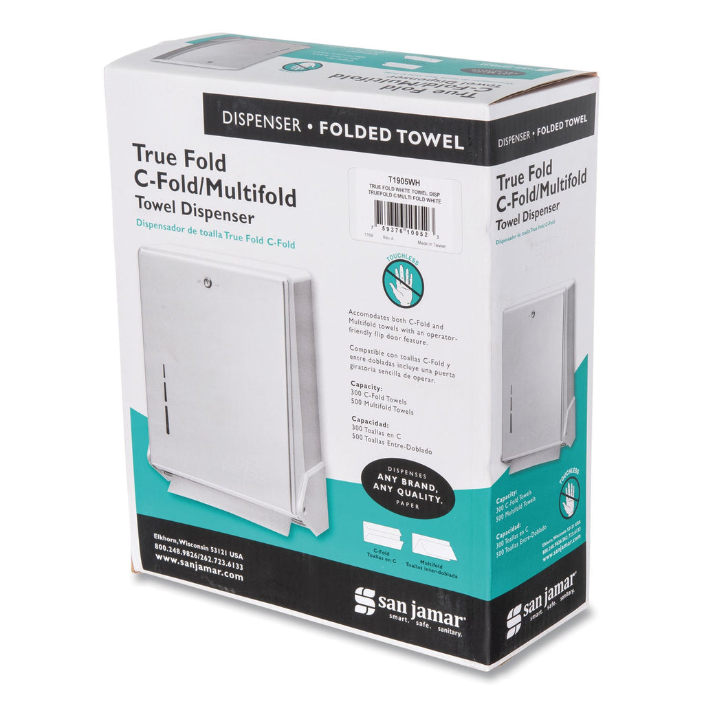 San Jamar True Fold C-Fold/Multifold Paper Towel Dispenser, 11.63 x 5 x 14.5, White