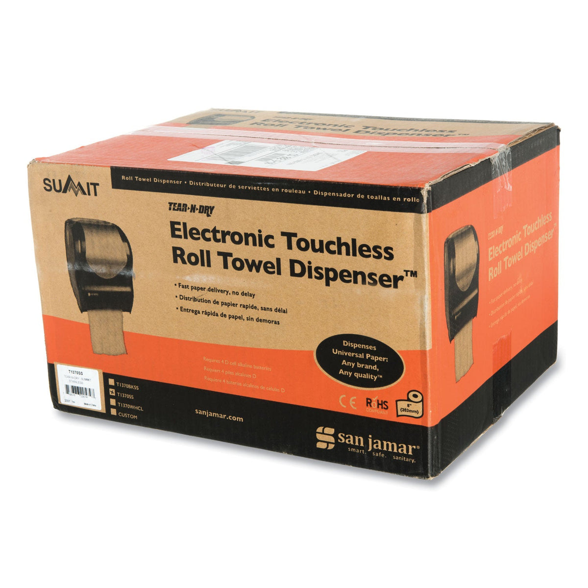 San Jamar Tear-N-Dry Touchless Roll Towel Dispenser, 16.75 x 10 x 12.5, Silver