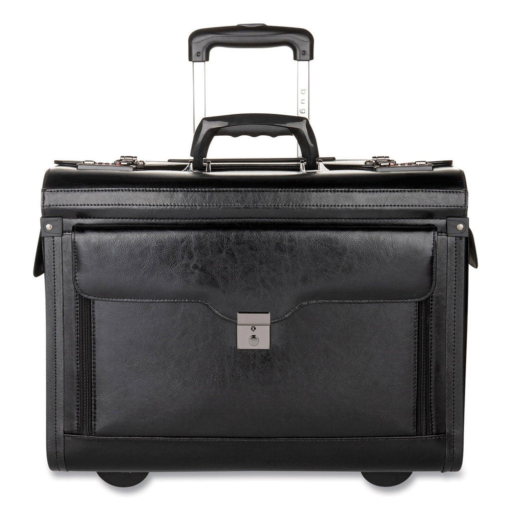 STEBCO Catalog Case on Wheels, Fits Devices Up to 17.3", Leather, 19 x 9 x 15.5, Black