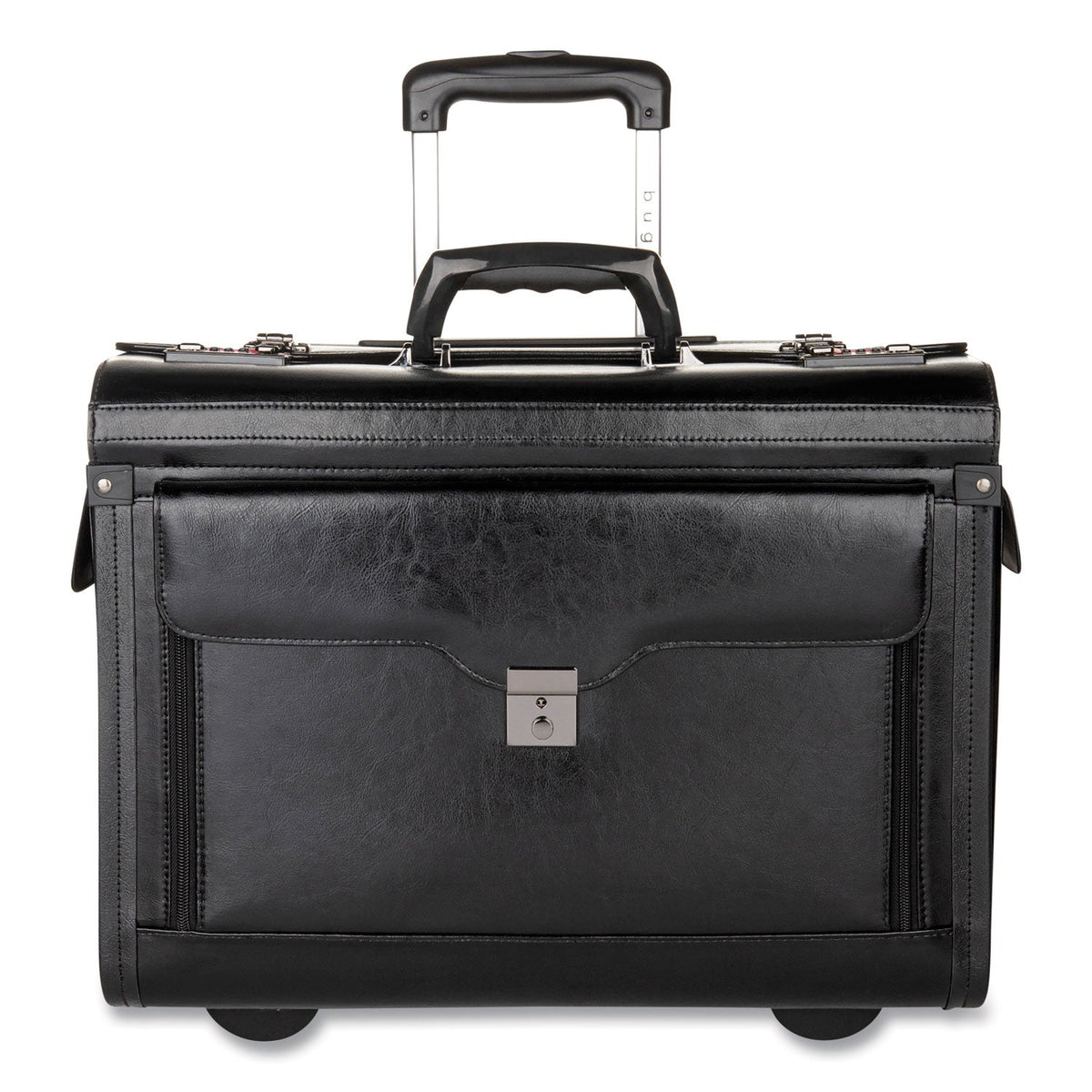 STEBCO Catalog Case on Wheels, Fits Devices Up to 17.3", Leather, 19 x 9 x 15.5, Black