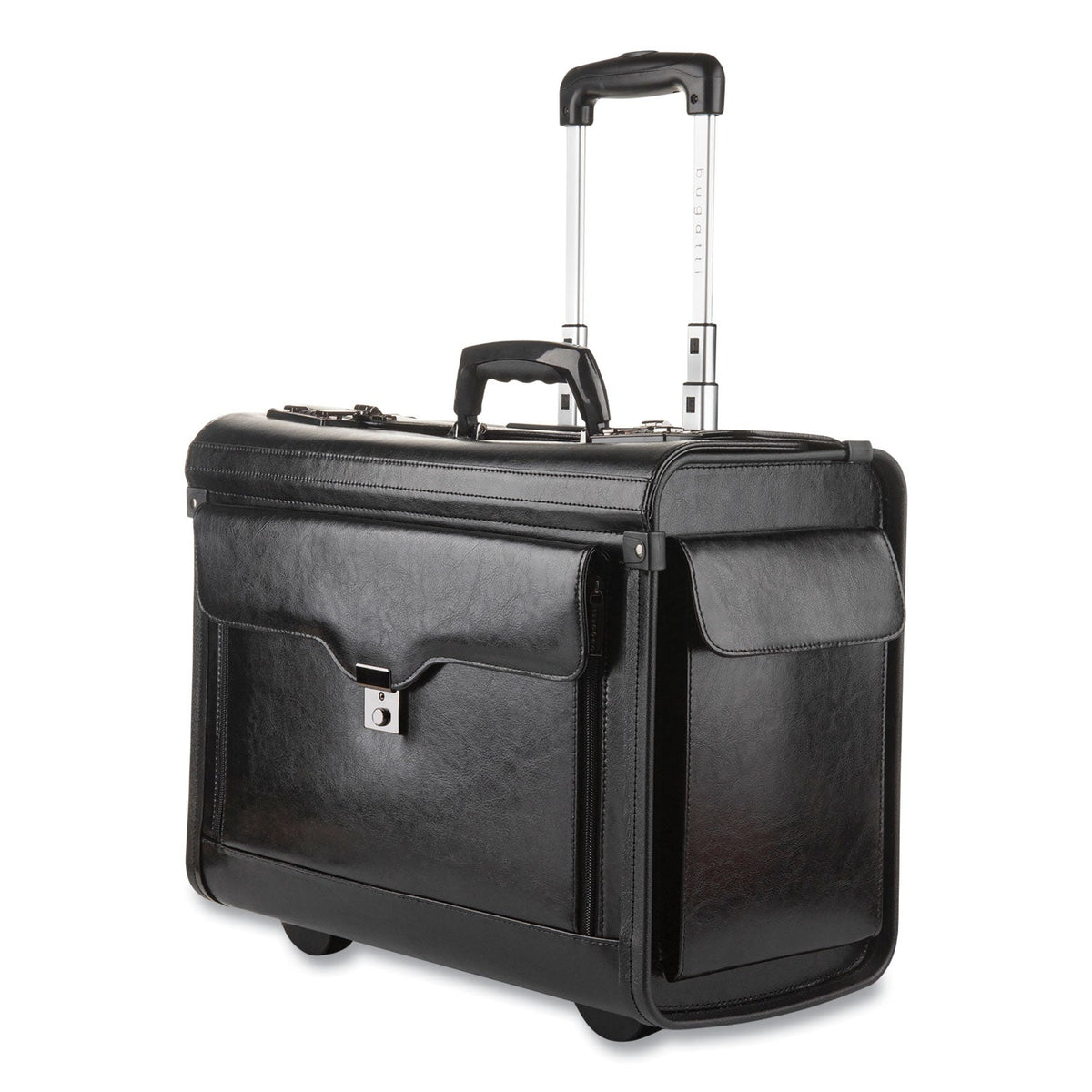 STEBCO Catalog Case on Wheels, Fits Devices Up to 17.3", Leather, 19 x 9 x 15.5, Black