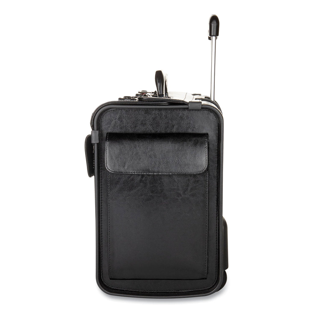 STEBCO Catalog Case on Wheels, Fits Devices Up to 17.3", Leather, 19 x 9 x 15.5, Black