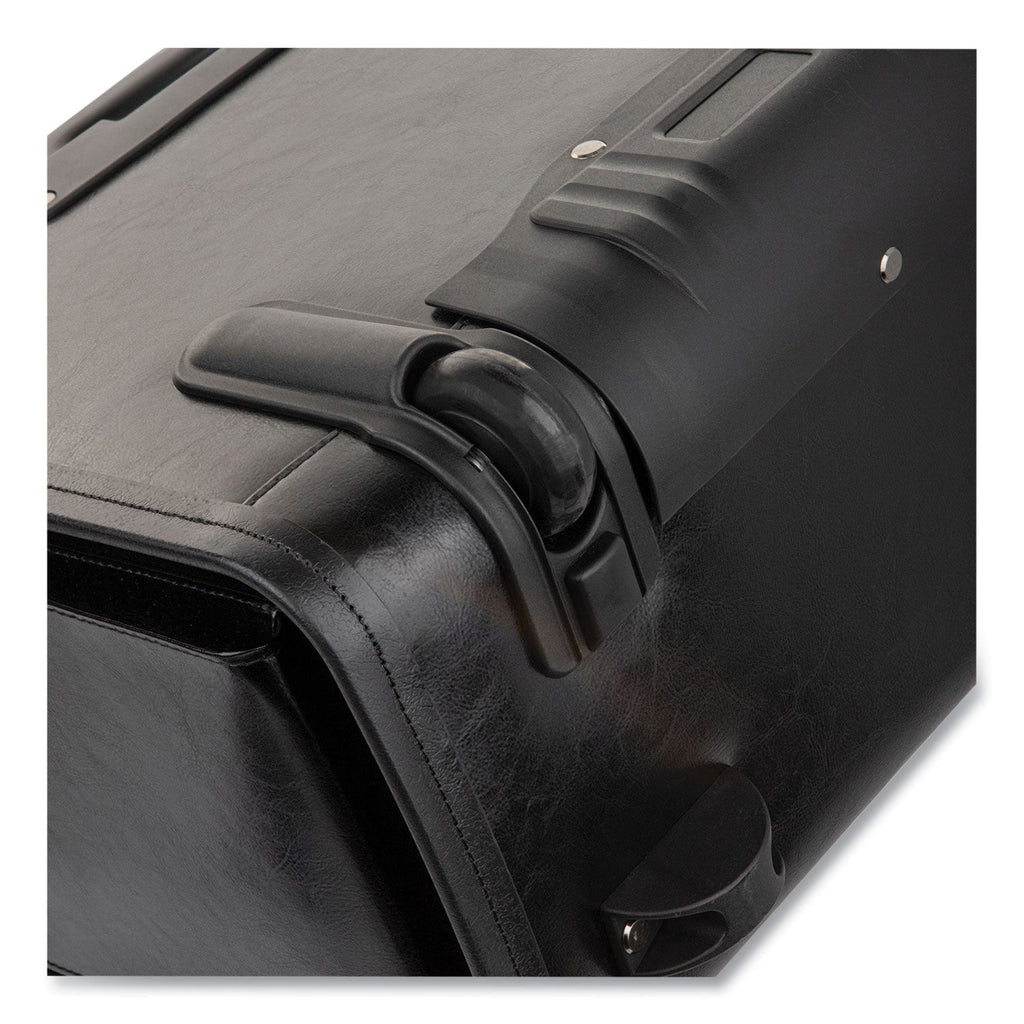 STEBCO Catalog Case on Wheels, Fits Devices Up to 17.3", Leather, 19 x 9 x 15.5, Black