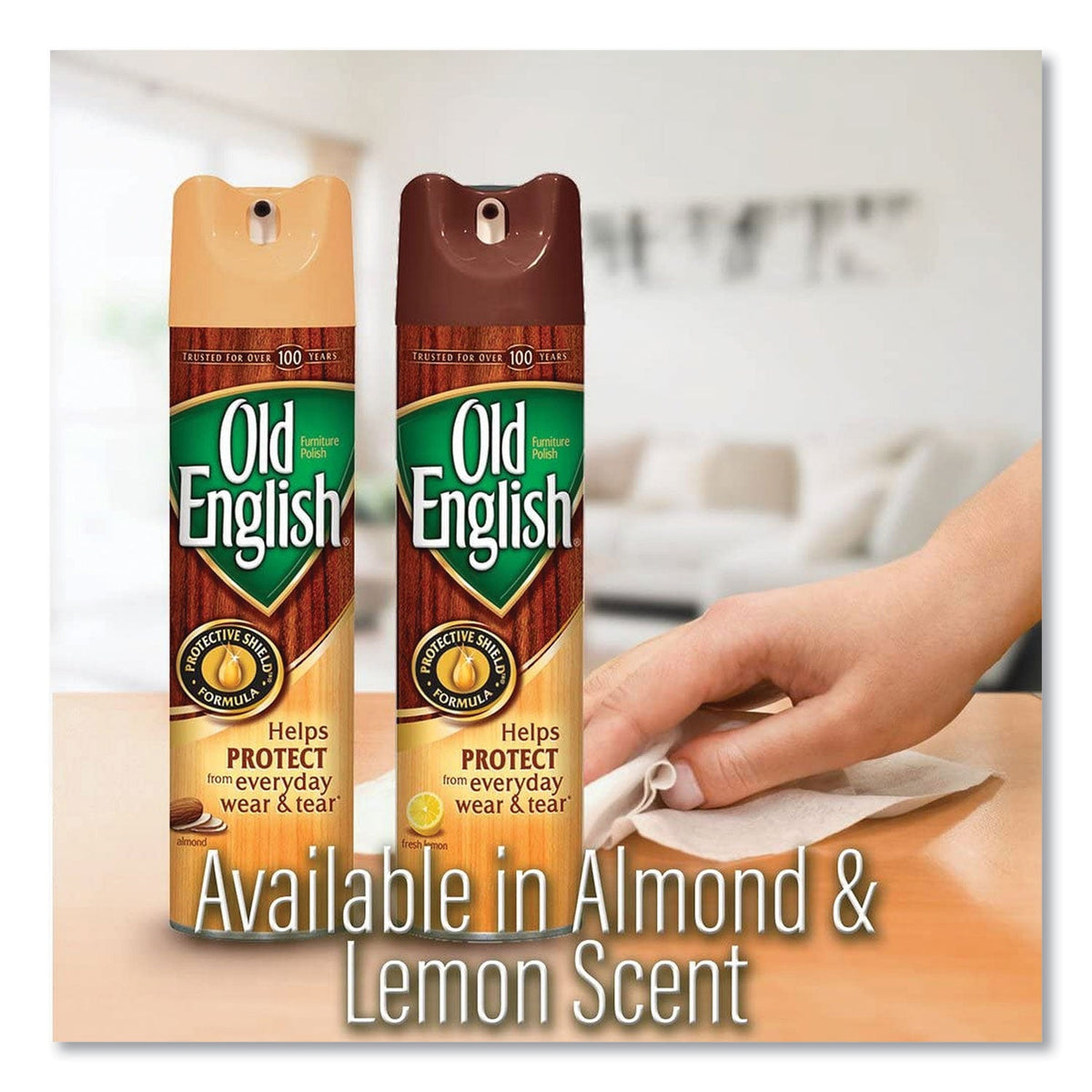 OLD ENGLISH Furniture Polish, Fresh Lemon Scent, 12.5 oz Aerosol Spray, 12/Carton
