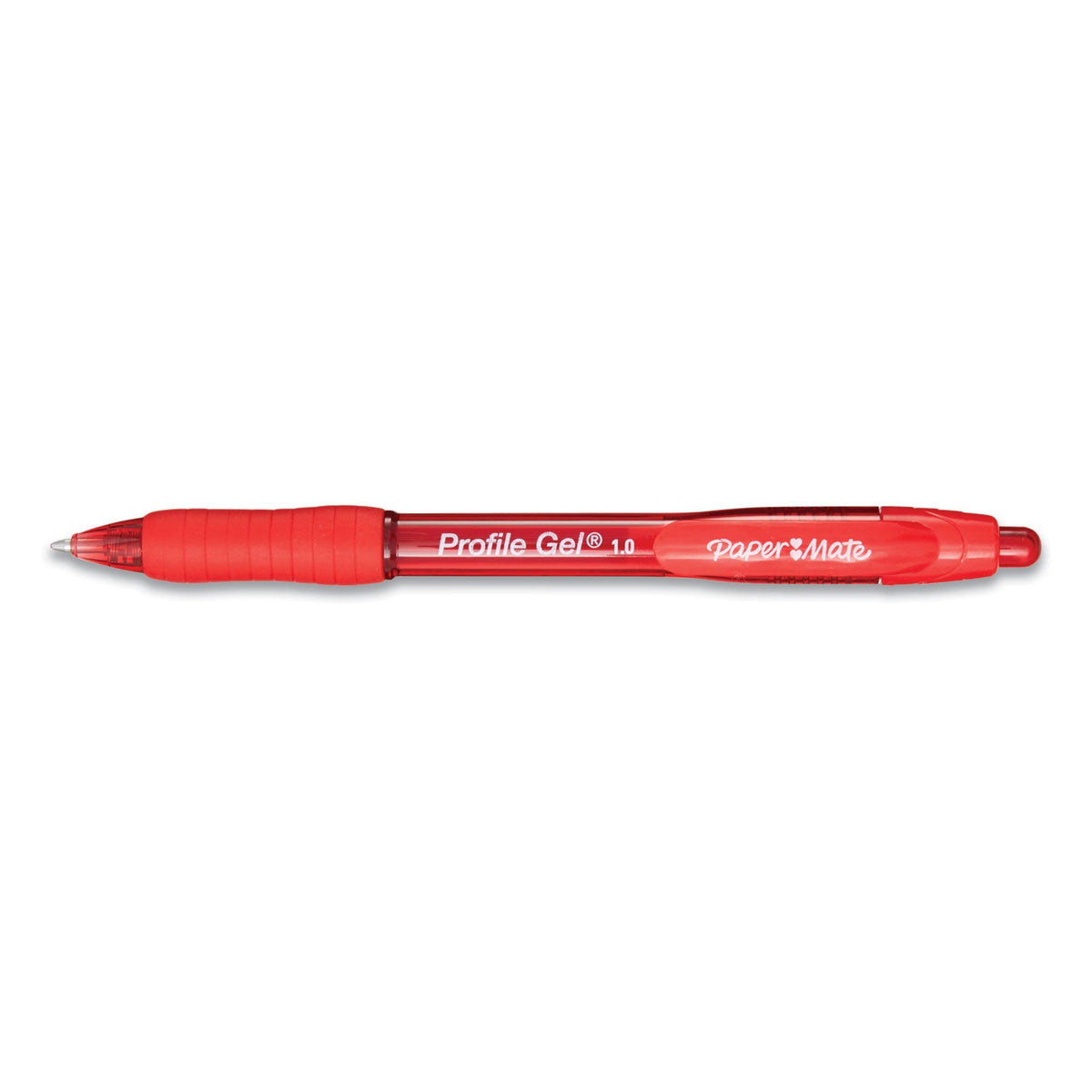 Paper Mate Profile Gel Pen, Retractable, Bold 1 mm, Red Ink, Translucent Red Barrel, Dozen