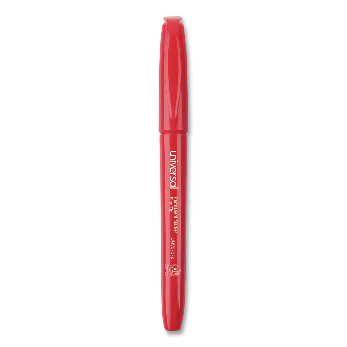 Universal Pen-Style Permanent Marker, Fine Bullet Tip, Red, Dozen