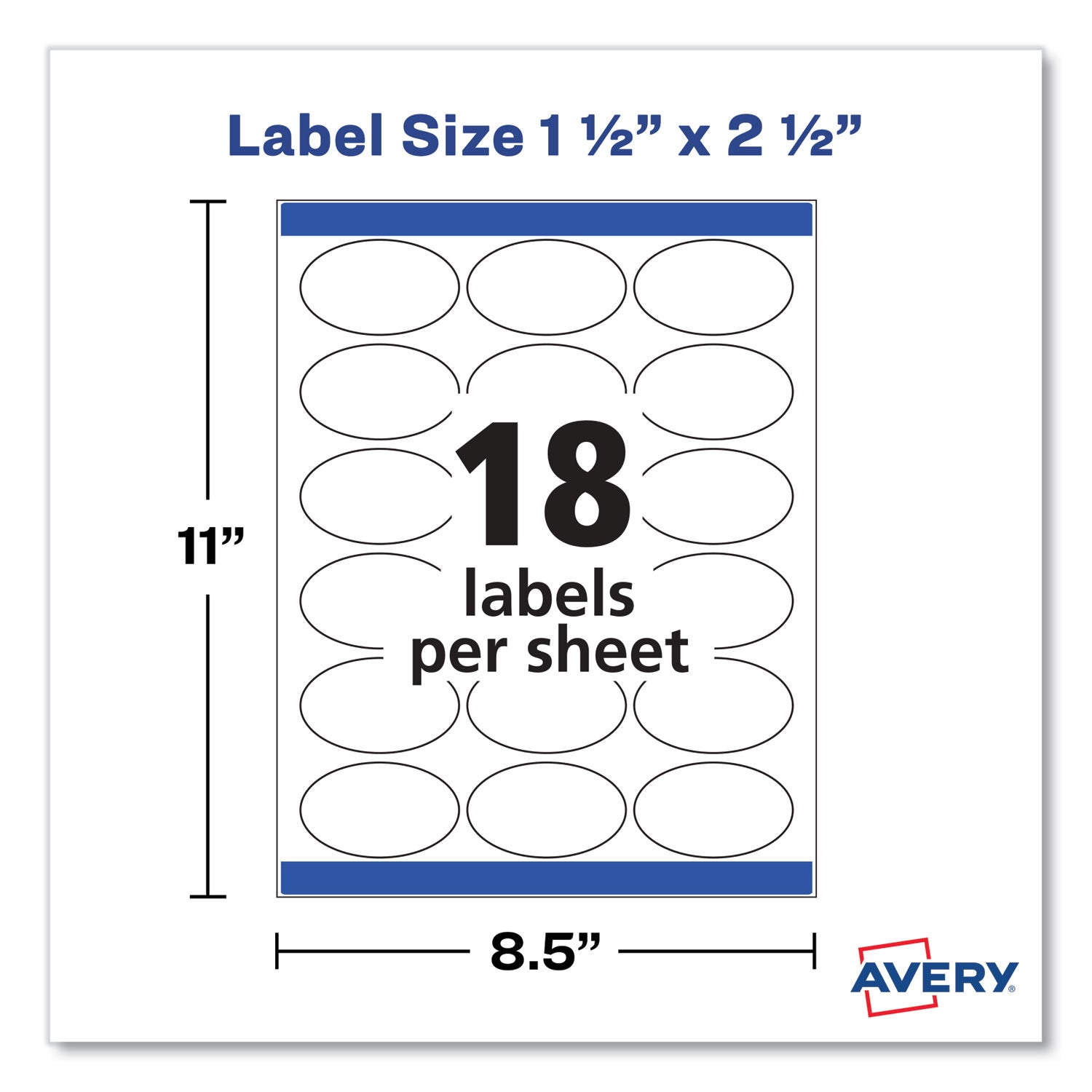 Avery Oval Labels with Sure Feed and Easy Peel, 1.5 x 2.5, Glossy White, 180/Pack