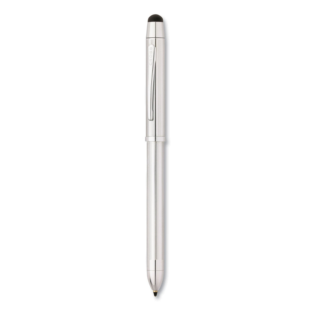 Cross Tech3+ Multi-Color Ballpoint Pen/Stylus, Retractable, Medium 1 mm, Black/Red Ink, Lustrous Chrome Barrel