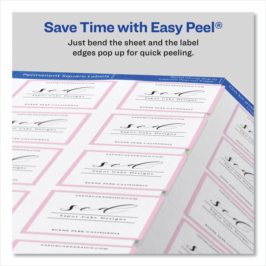 Avery Square Labels with Sure Feed and TrueBlock, 1.5 x 1.5, White, 600/Pack