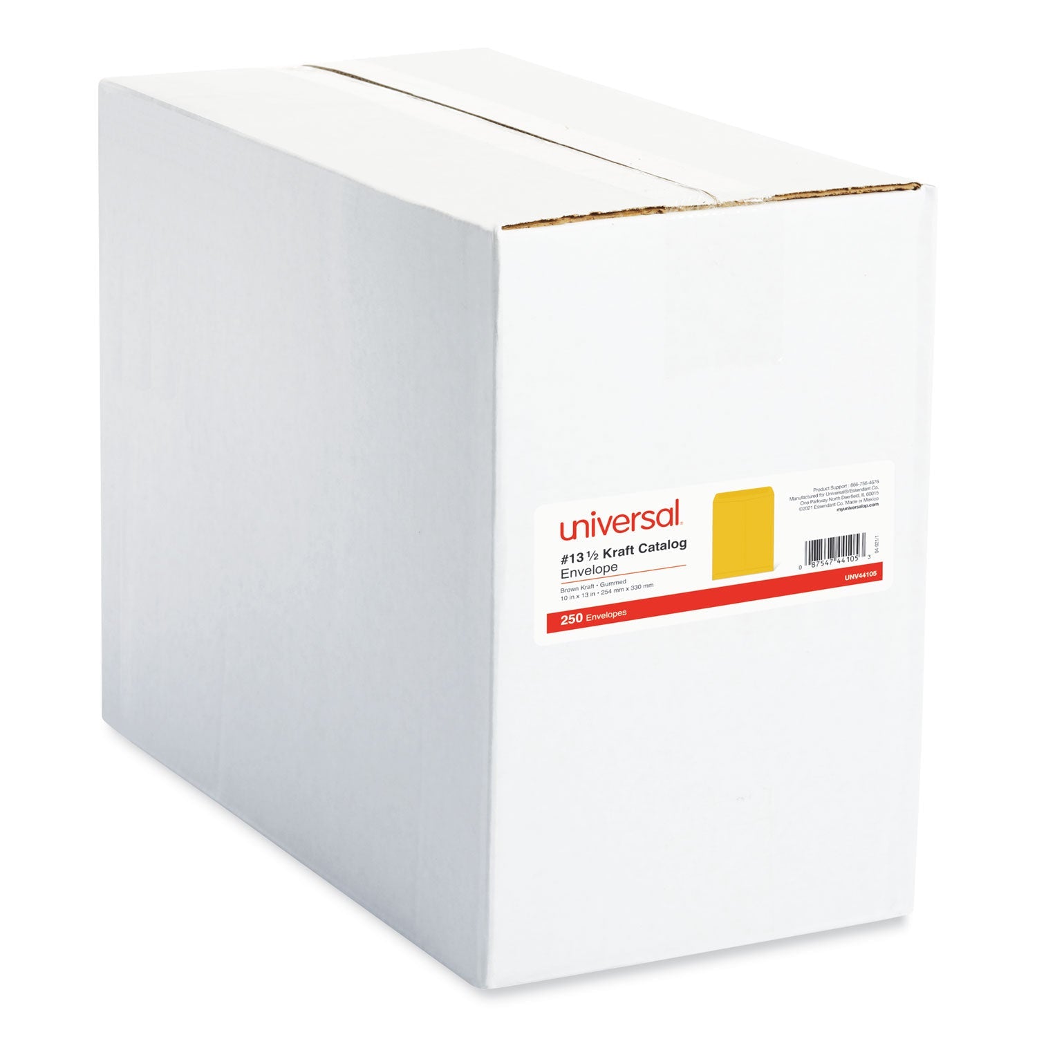 Universal Catalog Envelope, #13 1/2, Square Flap, Gummed Closure, 10 x 13, Brown Kraft, 250/Box
