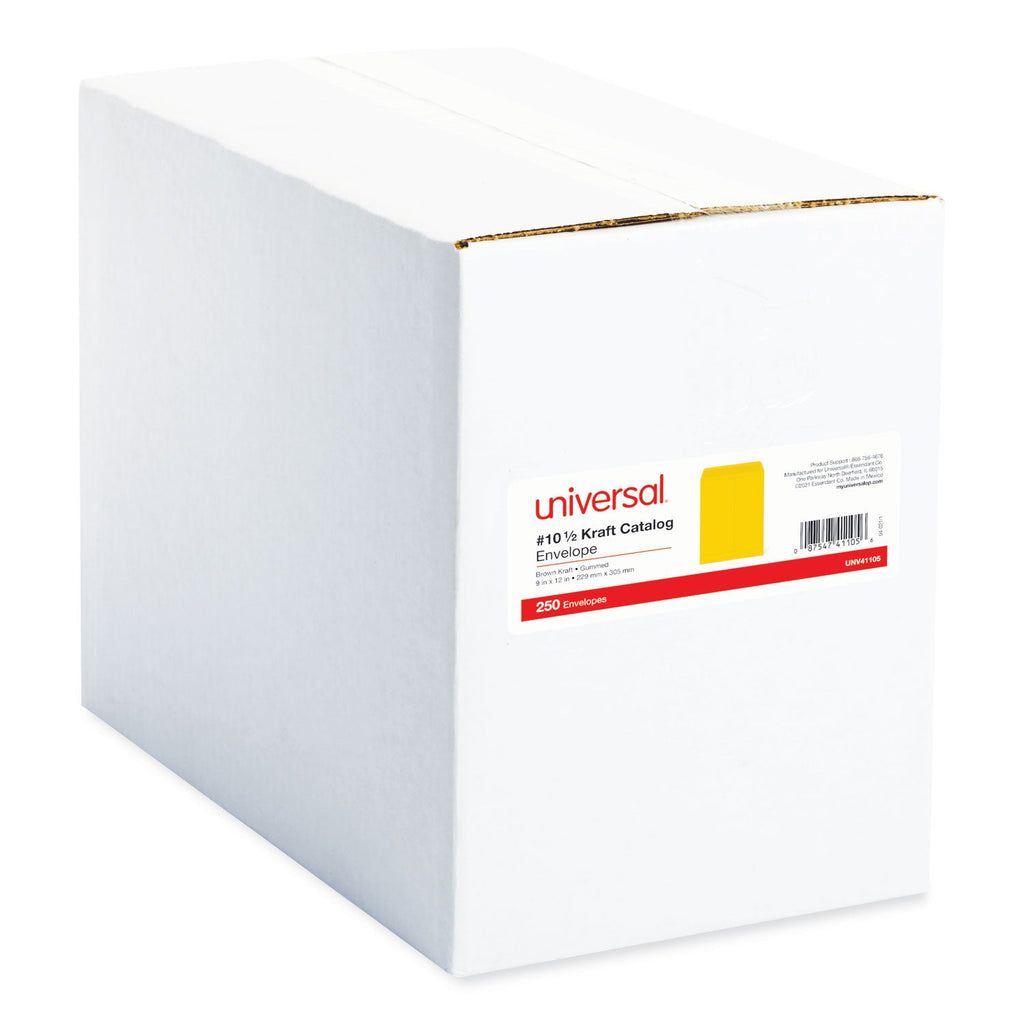 Universal Catalog Envelope, 24 lb Bond Weight Paper, #10 1/2, Square Flap, Gummed Closure, 9 x 12, Brown Kraft, 250/Box