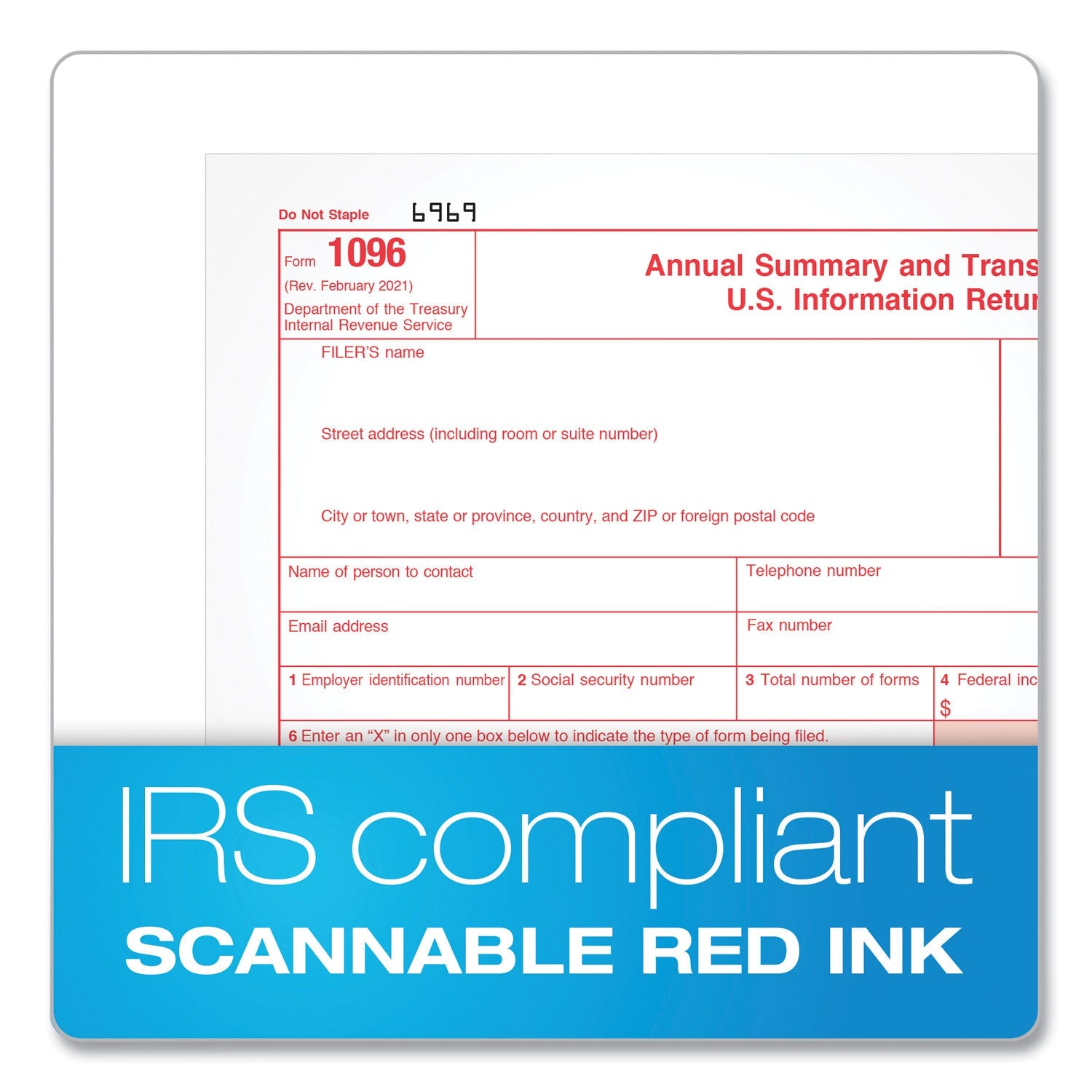 TOPS 1099-INT Tax Forms, Five-Part Carbonless, 5.5 x 8, 2/Page, 24 Forms