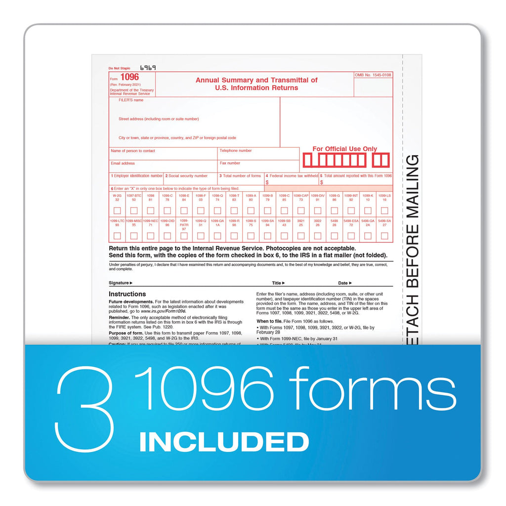 TOPS 1099-INT Tax Forms, Five-Part Carbonless, 5.5 x 8, 2/Page, 24 Forms