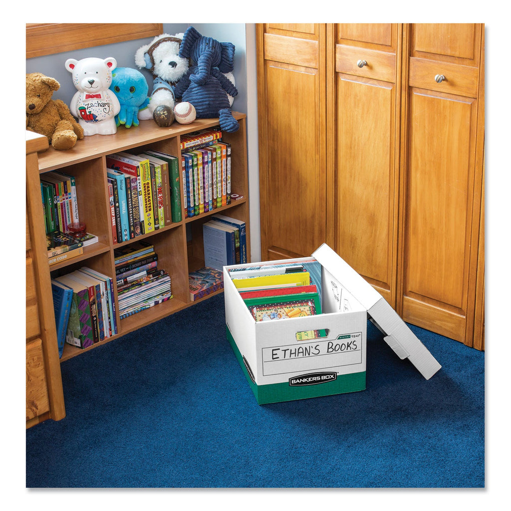 Bankers Box R-KIVE Heavy-Duty Storage Boxes, Letter/Legal Files, 12.75" x 16.5" x 10.38", White/Green, 12/Carton