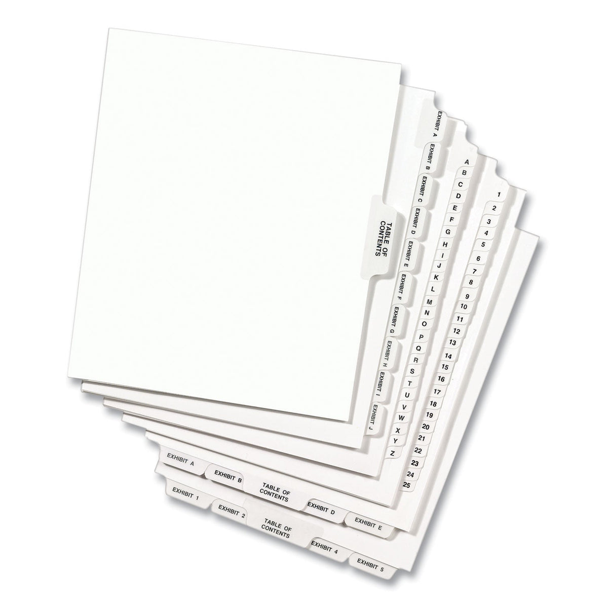 Avery Preprinted Legal Exhibit Side Tab Index Dividers, Avery Style, 10-Tab, 75, 11 x 8.5, White, 25/Pack, (1075)