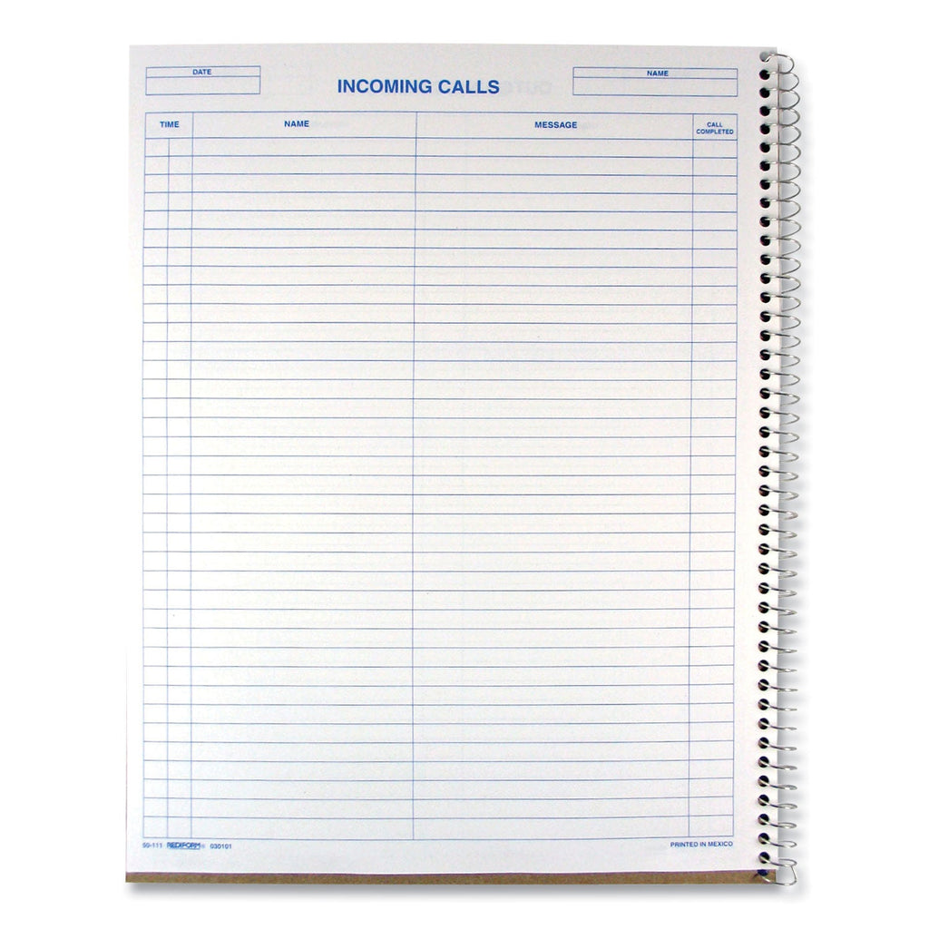 Rediform Wirebound Call Register, 8.5 x 11, 1/Page, 3.700 Forms