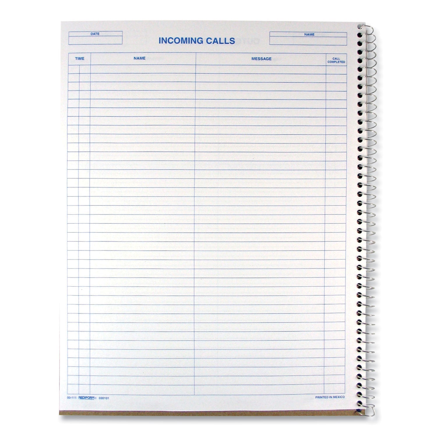 Rediform Wirebound Call Register, 8.5 x 11, 1/Page, 3.700 Forms