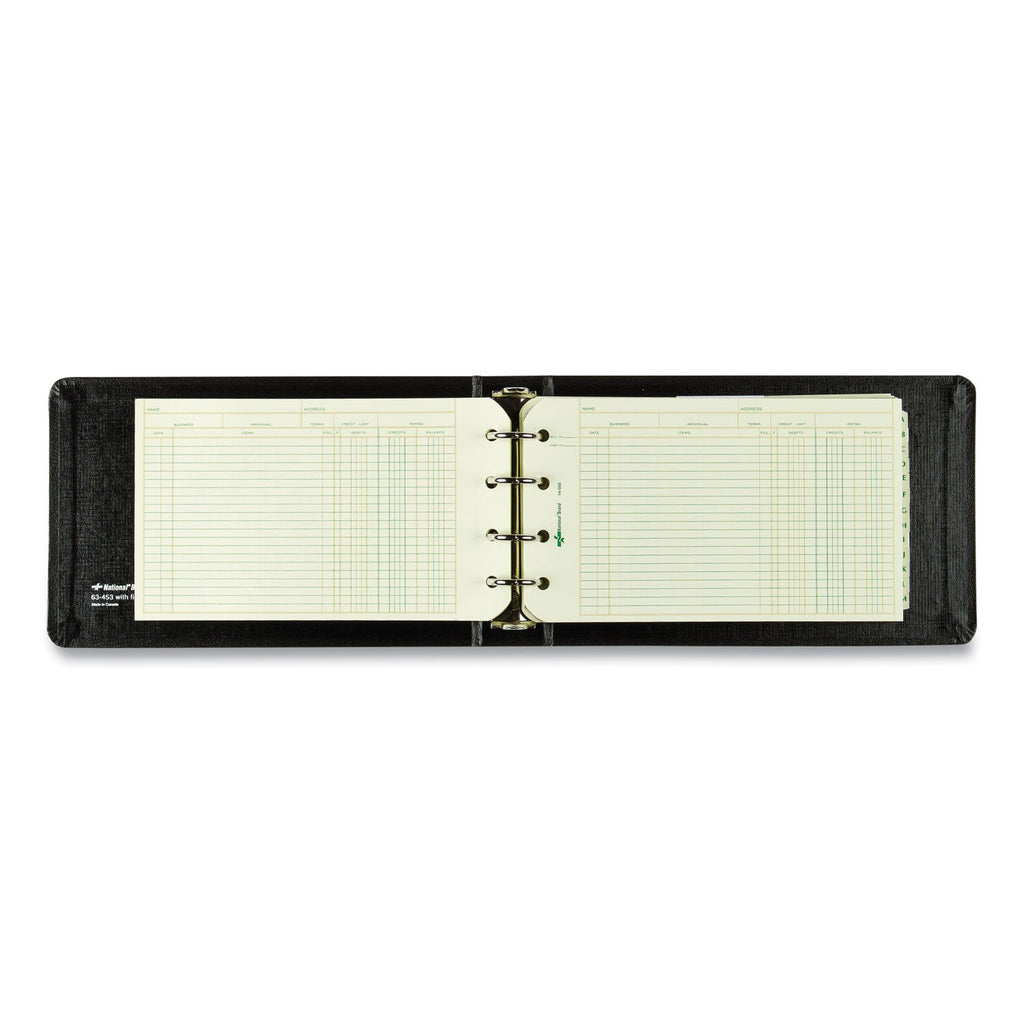 National Four-Ring Ledger Binder Kit with A-Z Index, Black Cover, 8.5 x 5 Debit-Credit-Balance Sheets, 100 Sheets/Book