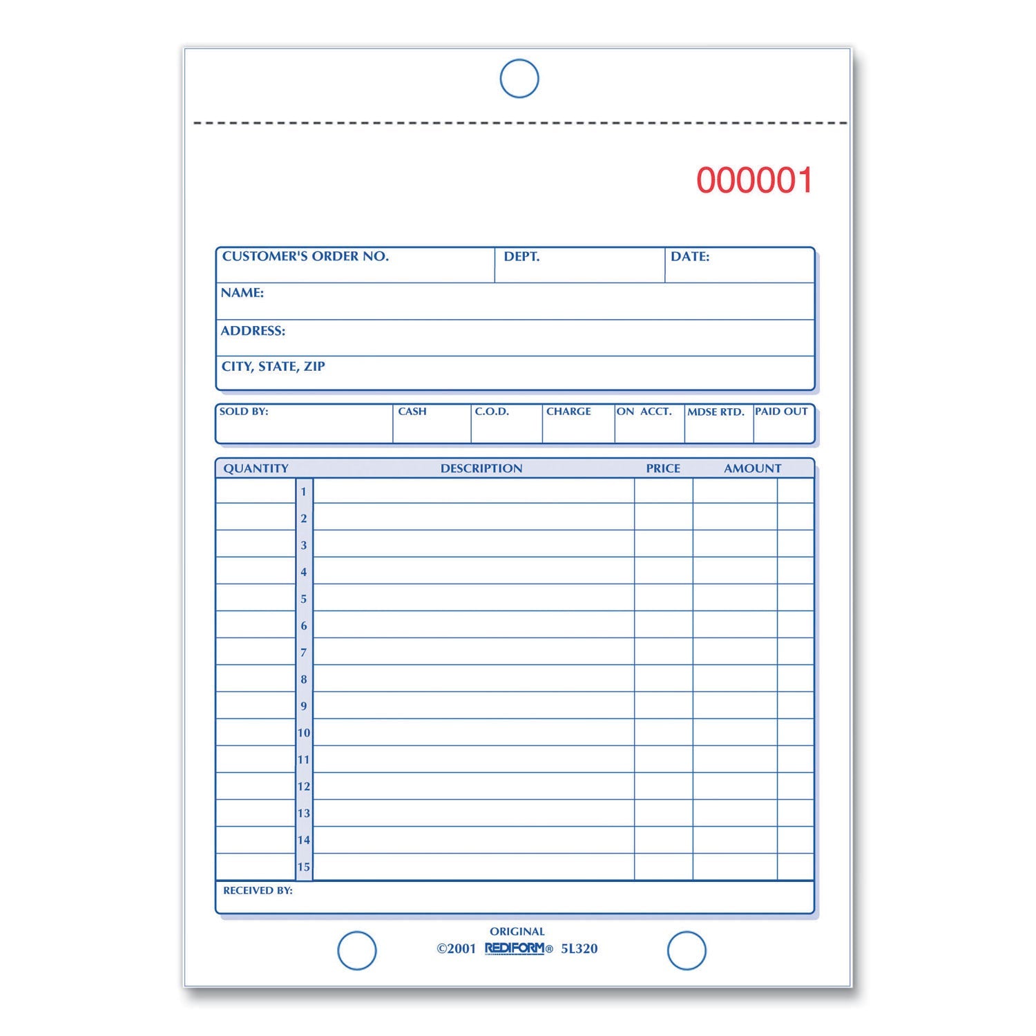 Rediform Sales Book, Two-Part Carbonless, 5.5 x 7.88, 1/Page, 50 Forms