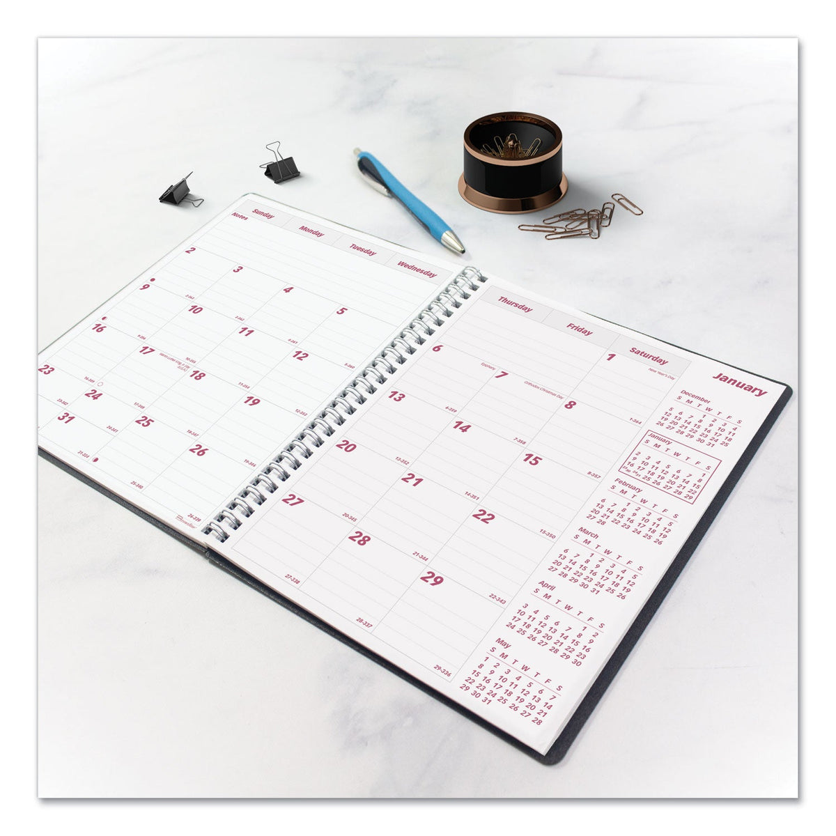 Brownline DuraFlex 14-Month Planner, 8.88 x 7.13, Black Cover, 14-Month (Dec to Jan): 2022 to 2024