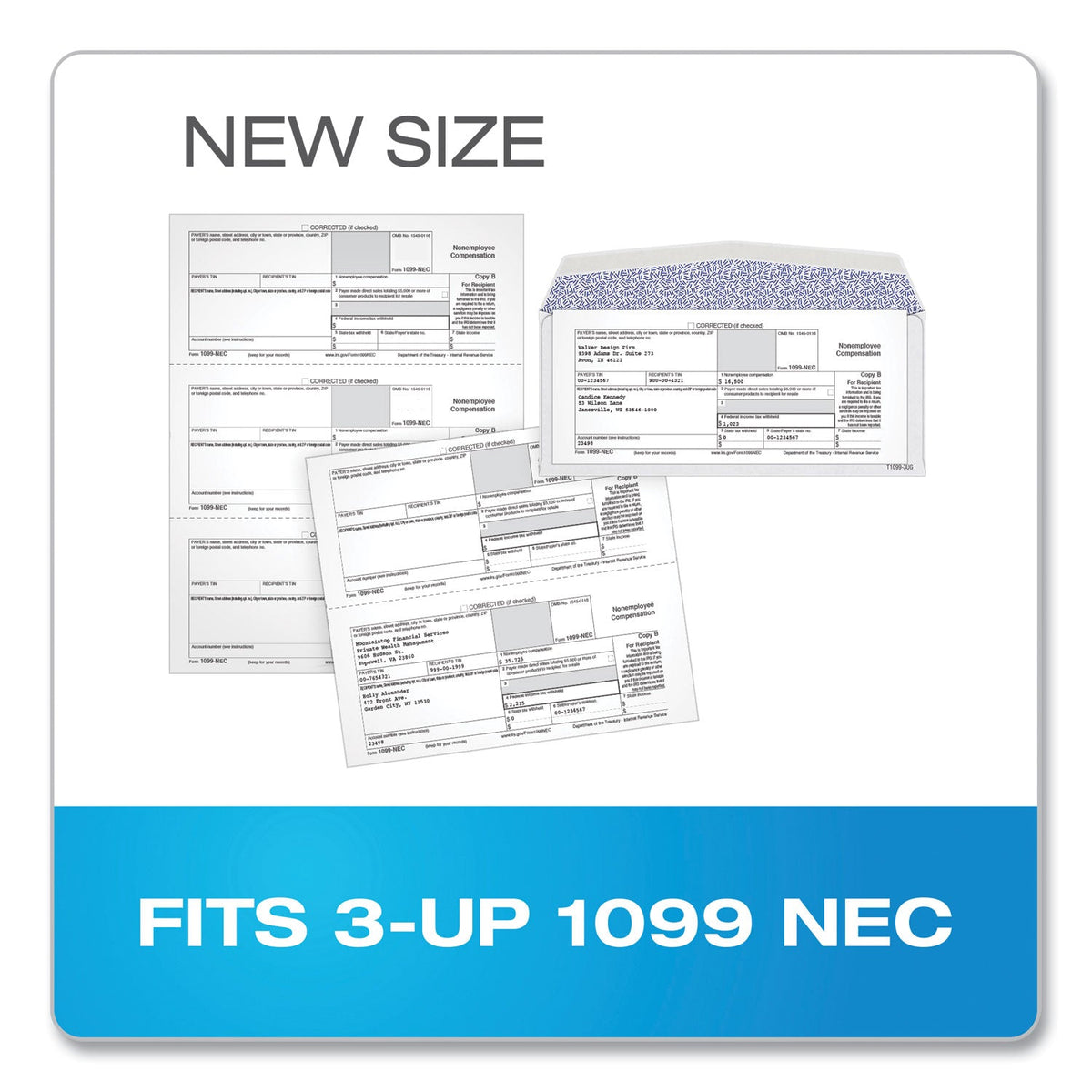 TOPS 1099 Double Window Envelope, Commercial Flap, Gummed Closure, 3.75 x 8.75, White, 24/Pack