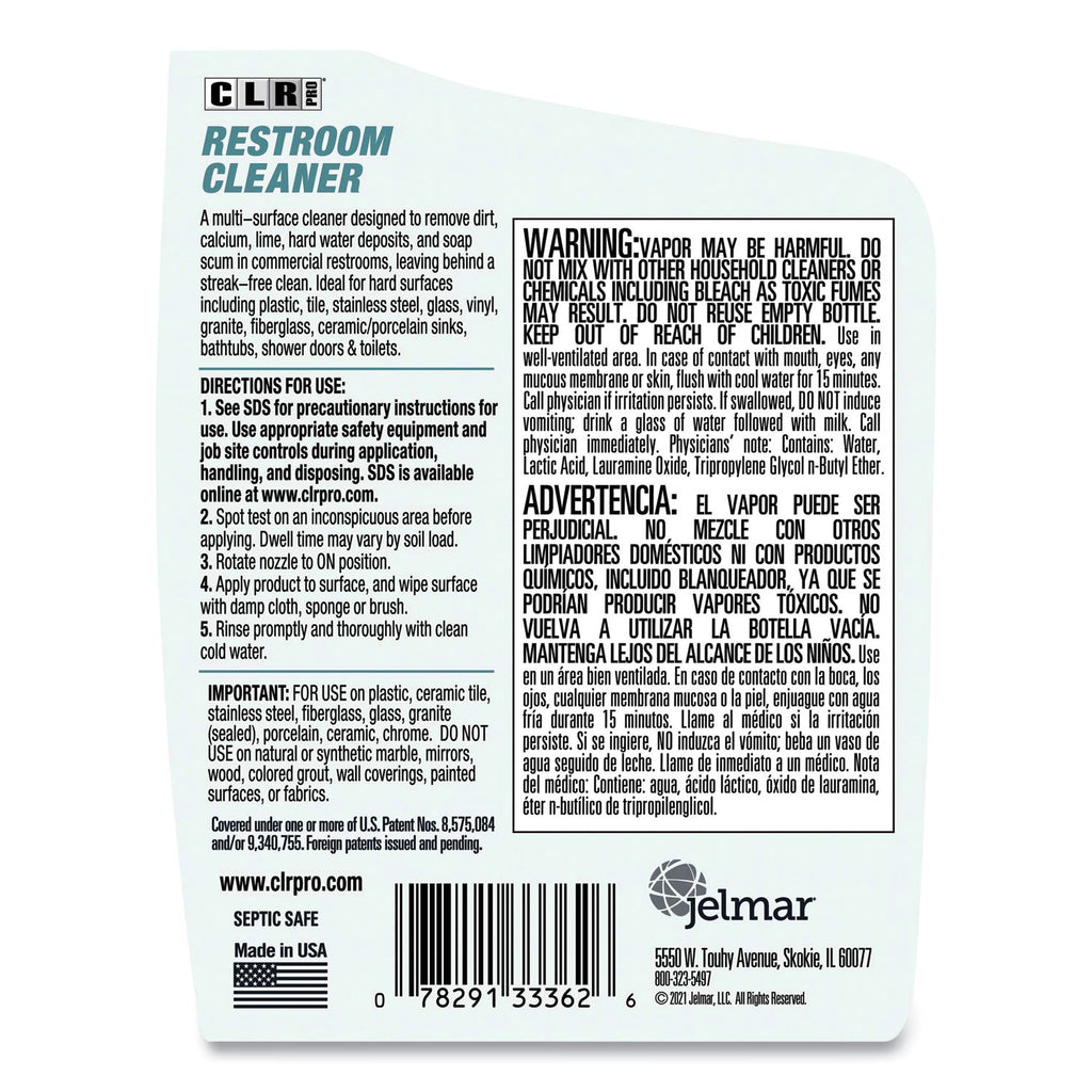 CLR PRO Restroom Cleaner, 32 oz Pump Spray, 6/Carton