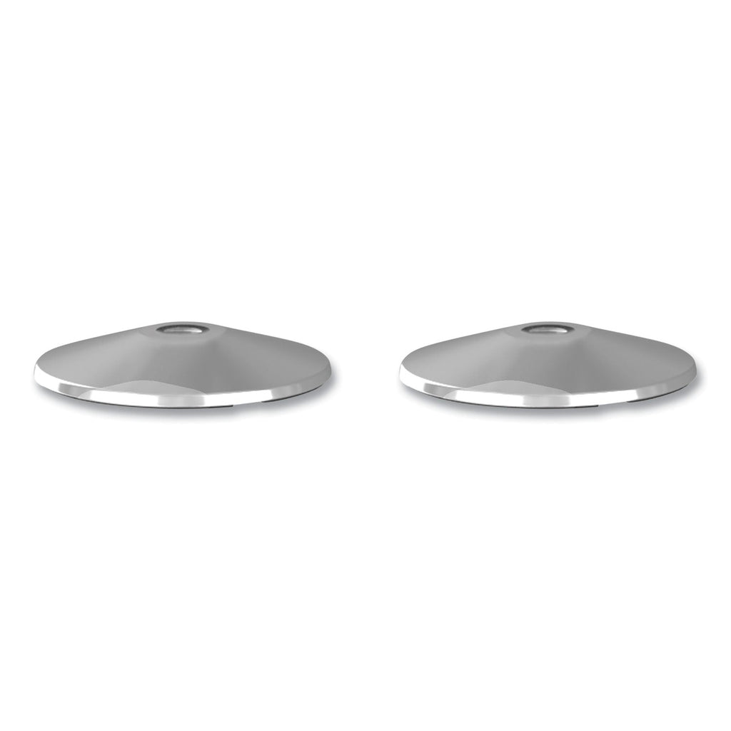 Tatco Adjusta-Tape Crowd Control Stanchion Base Only, Polished Aluminum, 14" Diameter, Silver, 2/Box