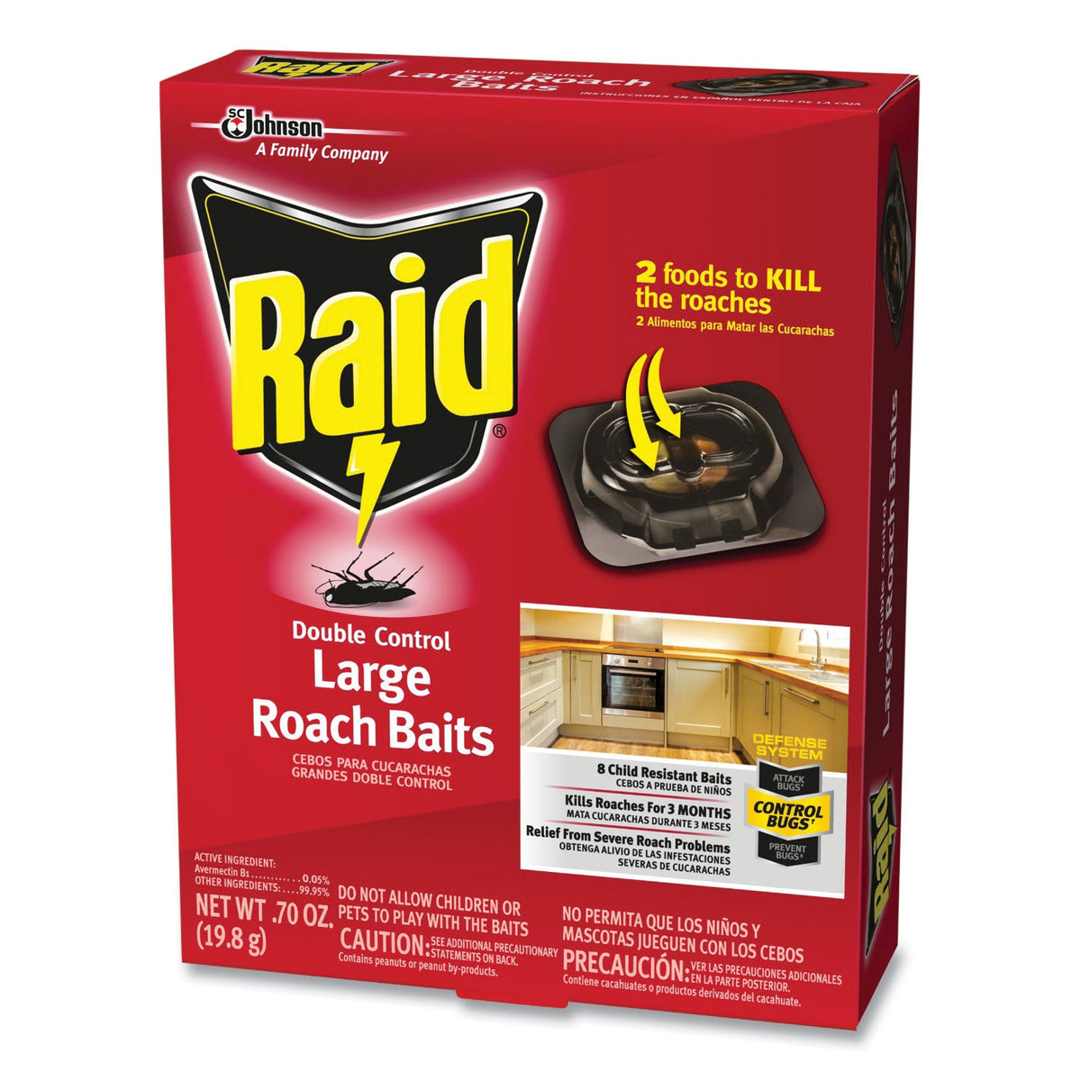Raid Roach Baits, 0.7 oz Box, 6/Carton
