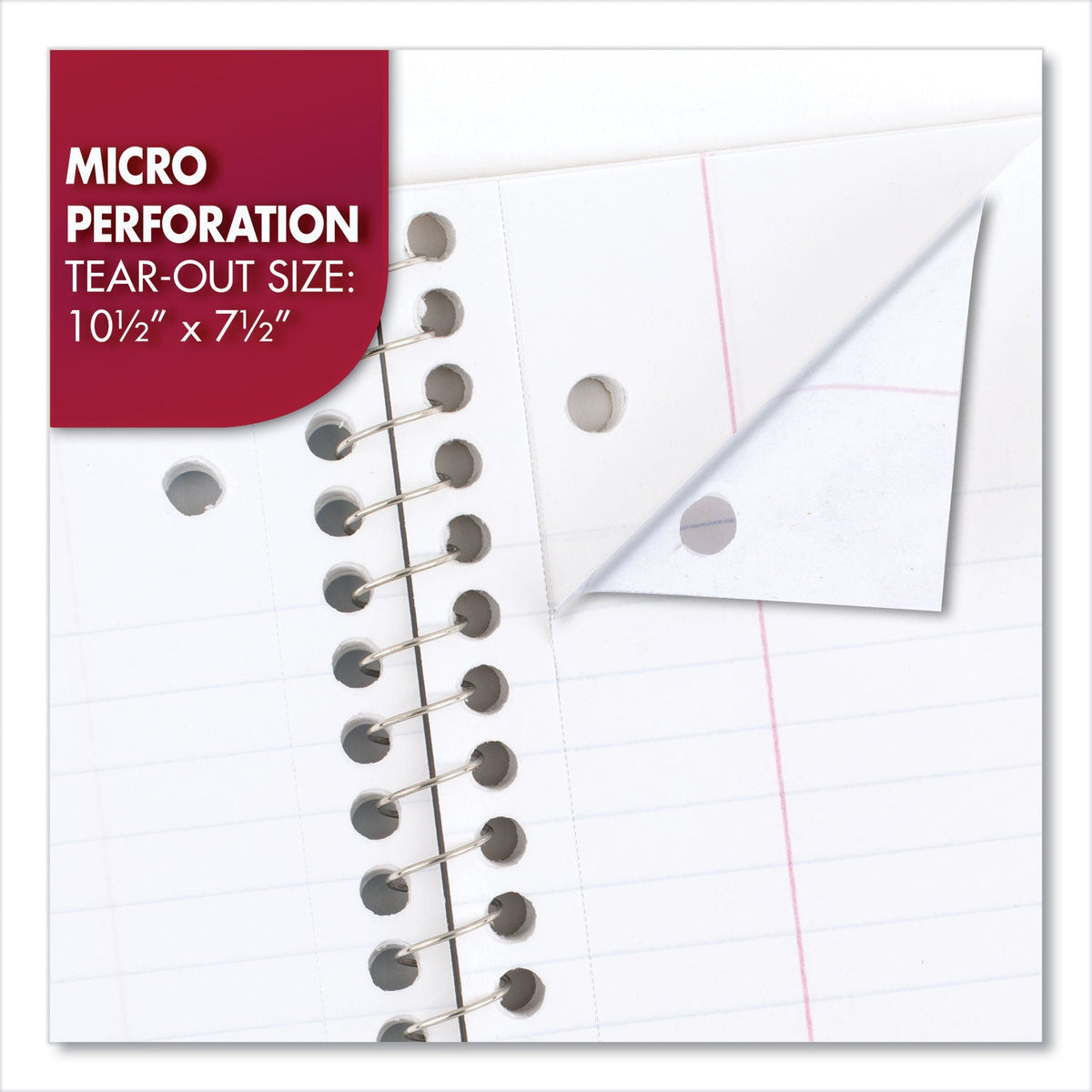 Mead Spiral Notebook, 3-Hole Punched, 1 Subject, Wide/Legal Rule, Randomly Assorted Covers, 10.5 x 7.5, 70 Sheets